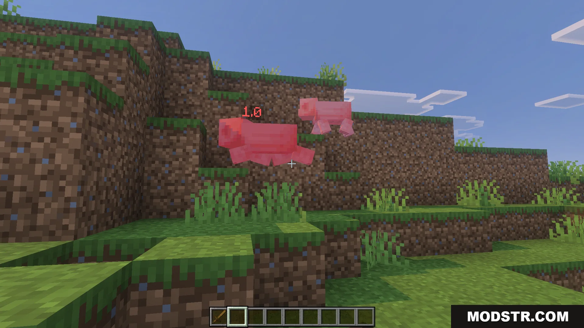 Simple Damage Indicator Addon Screenshot 2 Floating numbers showing the exact amount of damage dealt to a pig