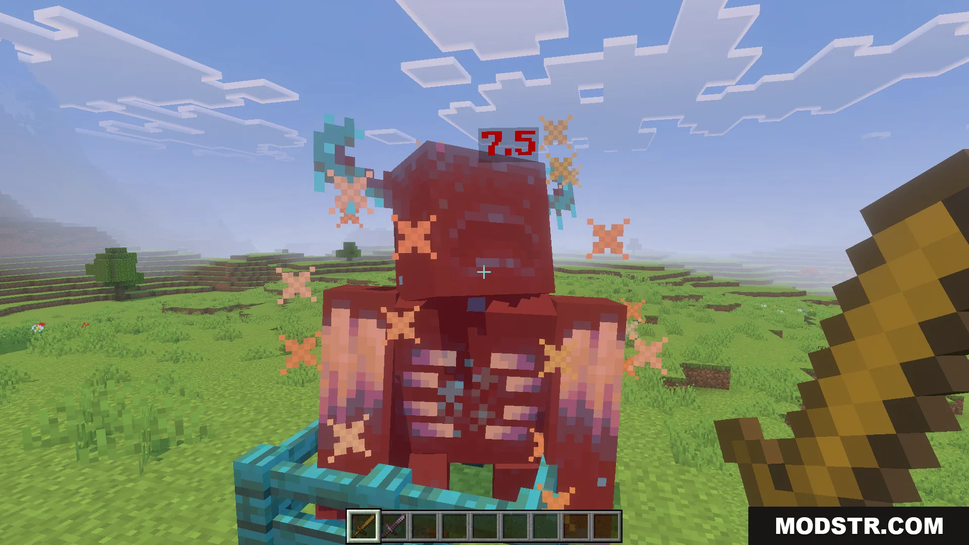 Simple Damage Indicator Addon Screenshot 8 Damage indicator displays seven point five damage dealt with a wooden sword