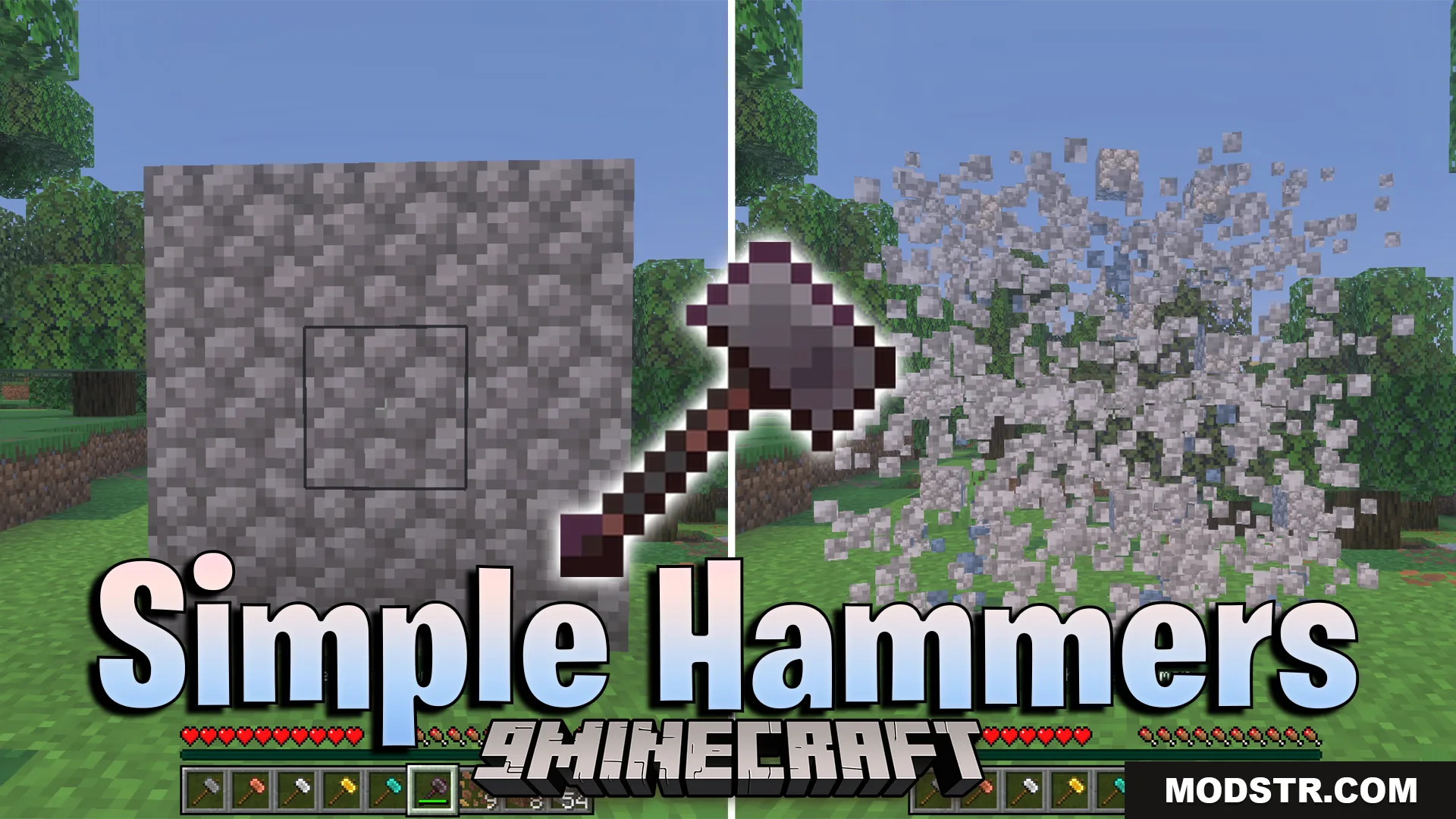 Simple Hammers Addon (26.x, 1.21) – Clear Caves Faster With Three By Three Mining Hammers