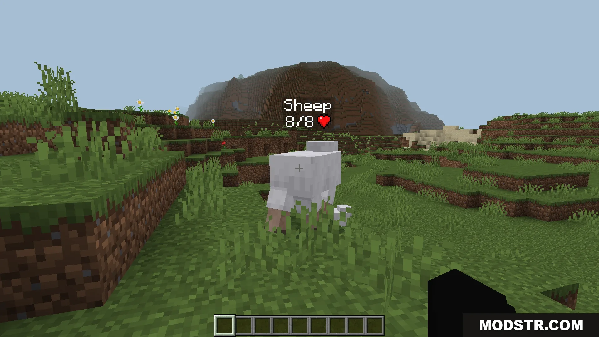 Simple Health Indicator Addon Screenshot 1 Simple Health Indicator Addon showing floating text bar above a white sheep