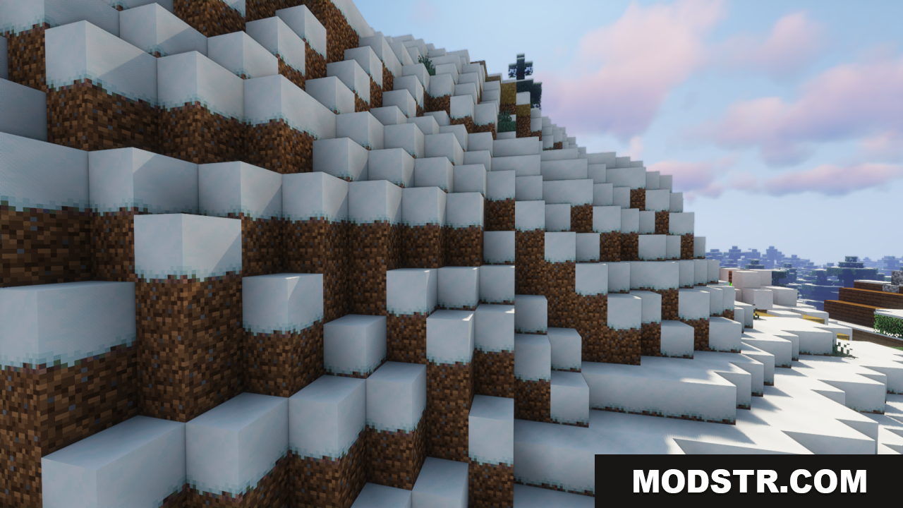 Simple Lower Grass Sides Texture Pack Screenshot 12 Steep snowy mountain slope with layered block textures