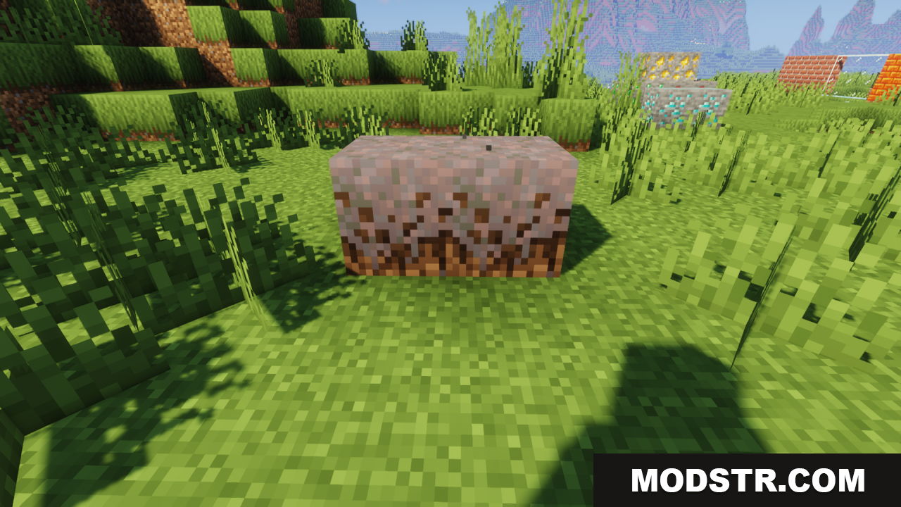 Simple Lower Grass Sides Texture Pack Screenshot 3 A single Mycelium block with extended side texture