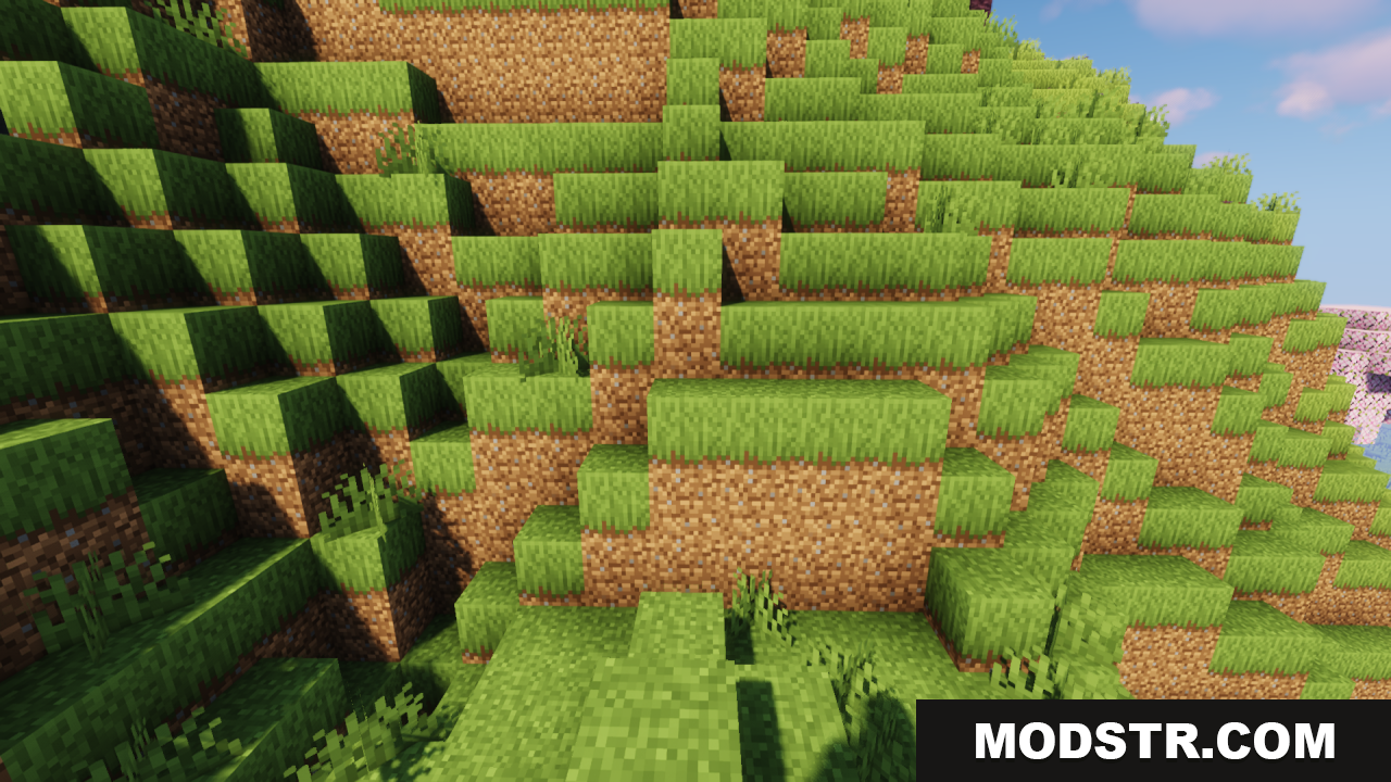 Simple Lower Grass Sides Texture Pack Screenshot 2 A terraced green hillside with lower grass textures