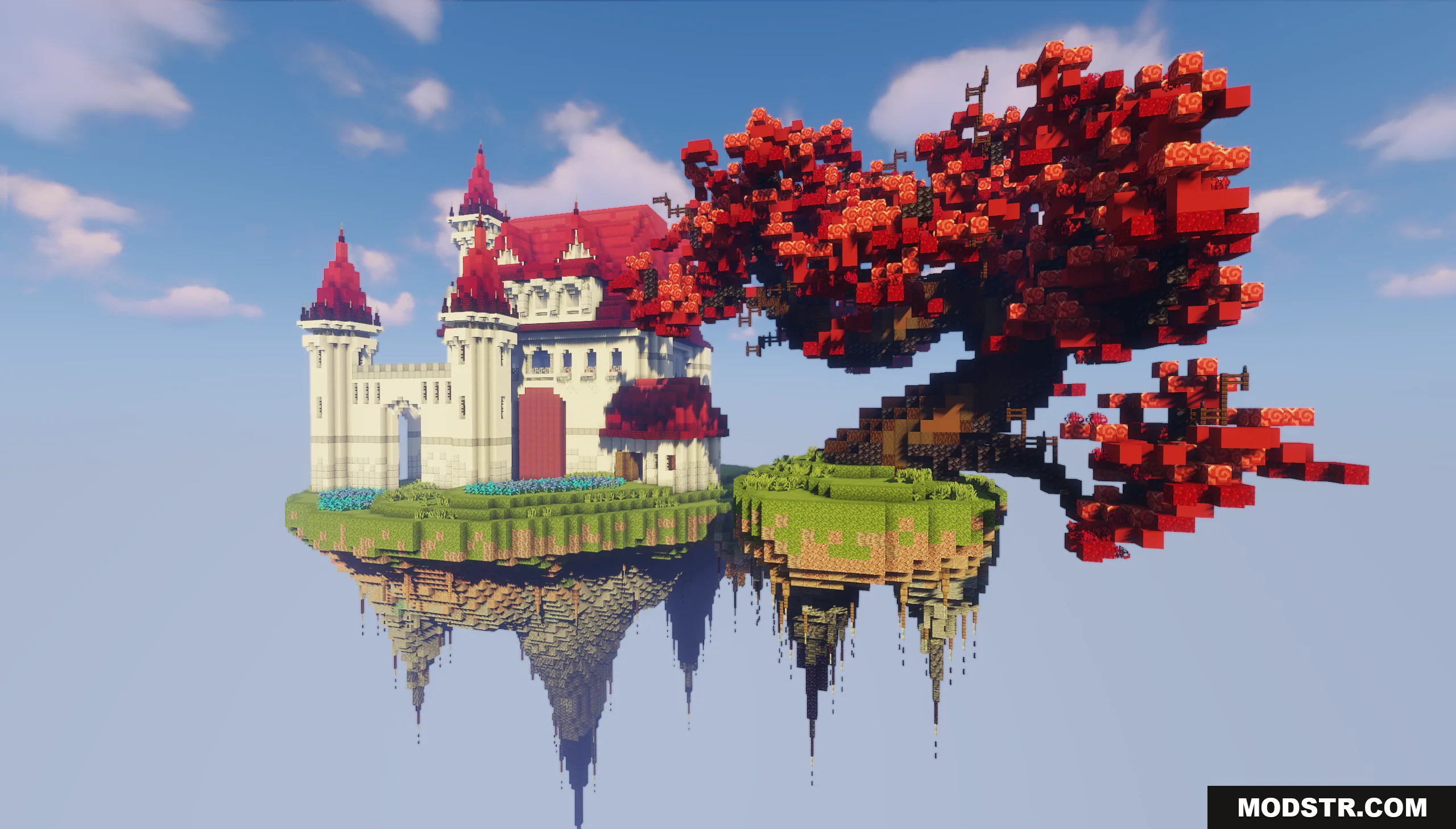 Sky Island Map Screenshot 9 A white castle and a giant red tree on floating islands in the sky