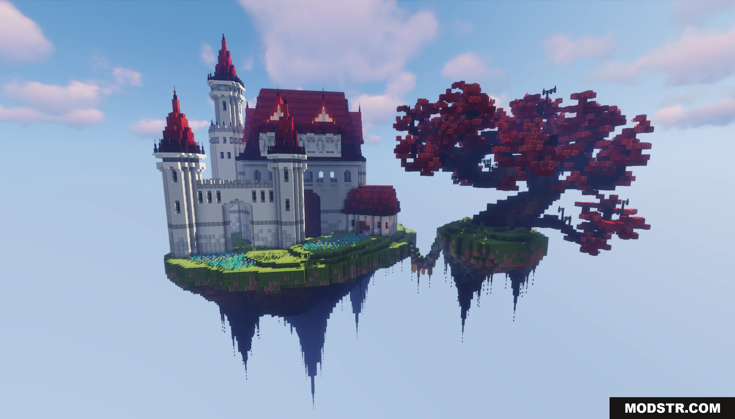 Sky Island Map Screenshot 1 A majestic white castle and a large red tree on the Sky Island Map