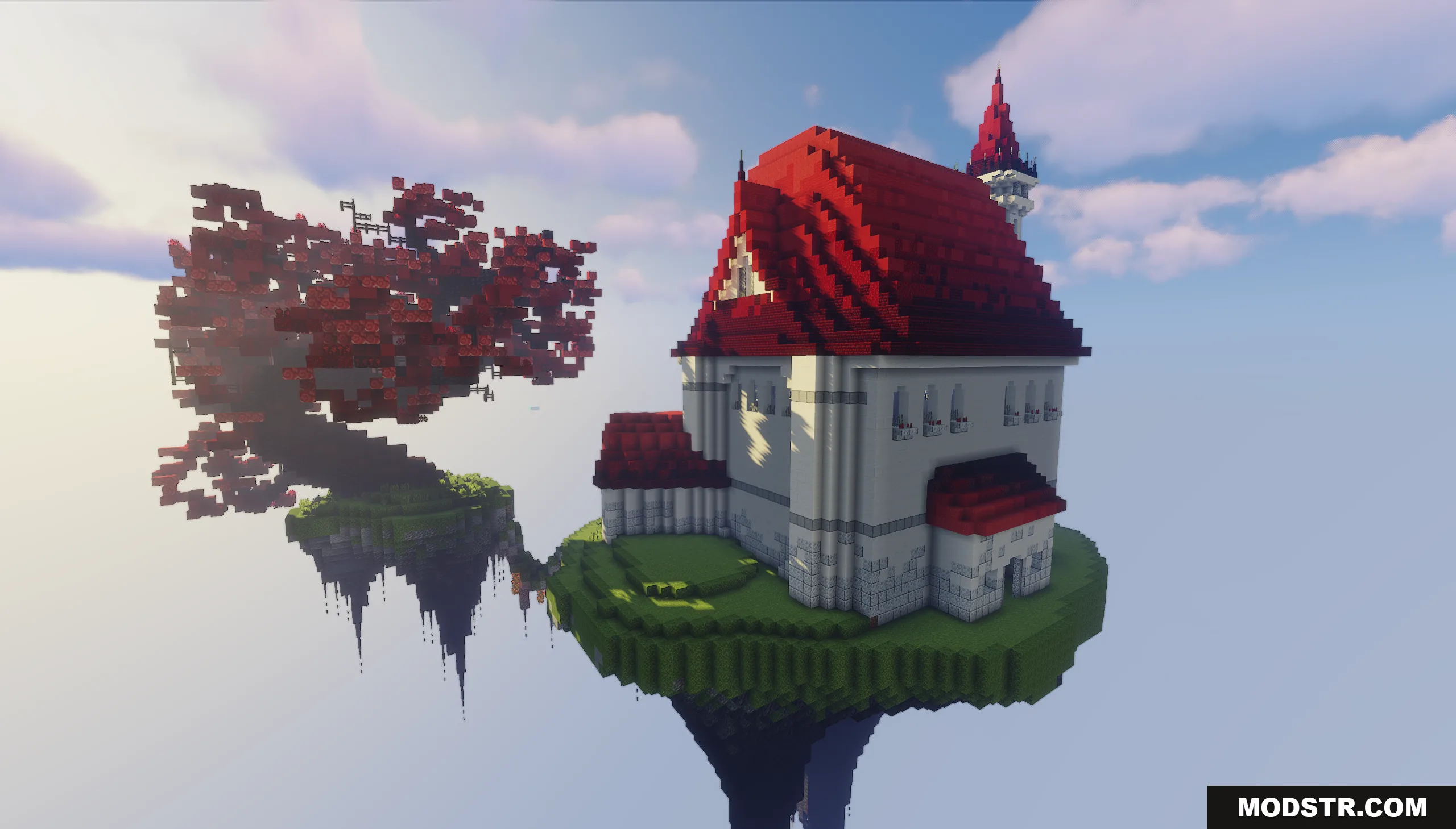 Sky Island Map Screenshot 10 Rear view of a white castle with red roofs on a floating island