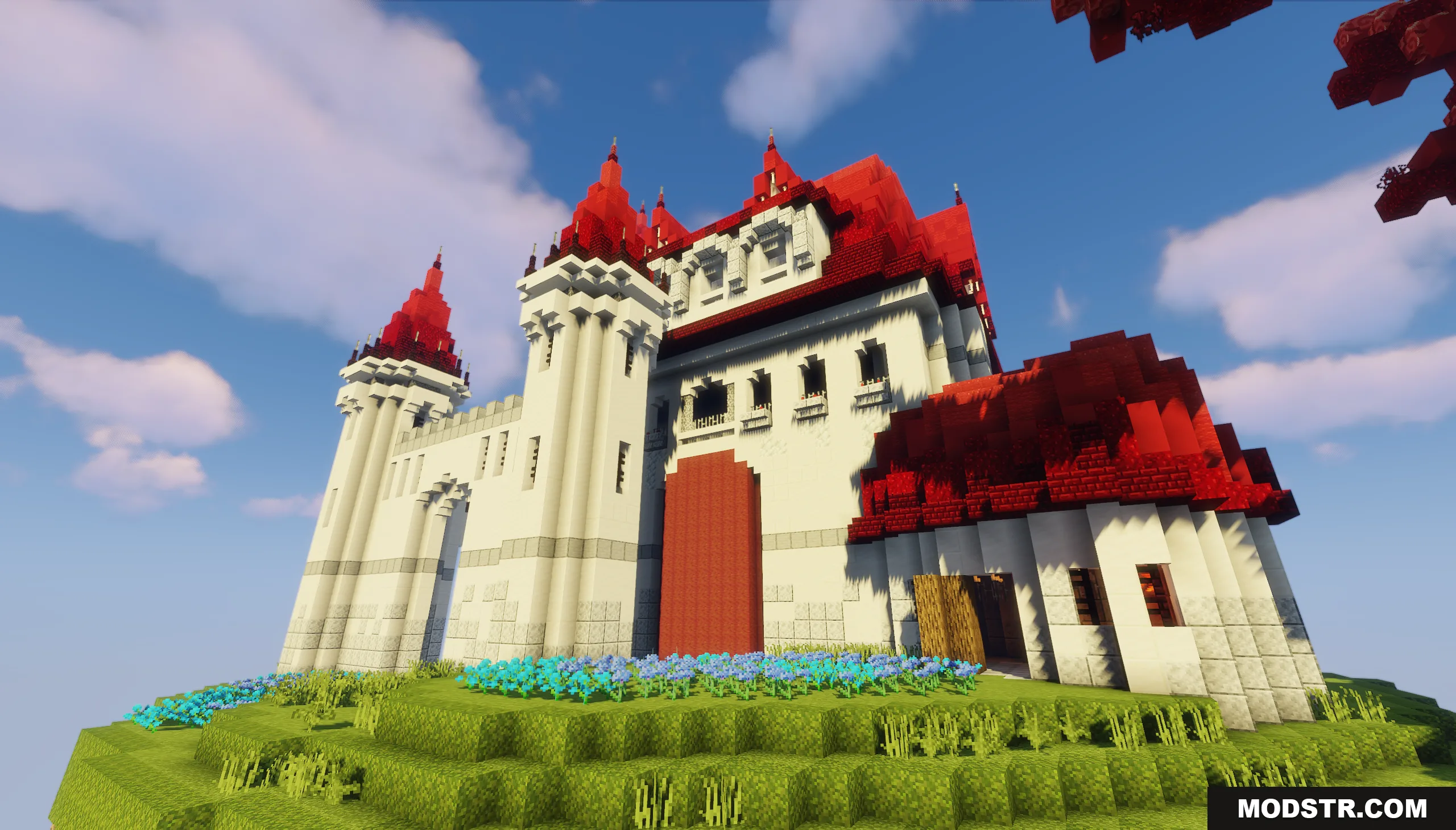 Sky Island Map Screenshot 8 A detailed view of the white castle with vibrant red roofs and flowers