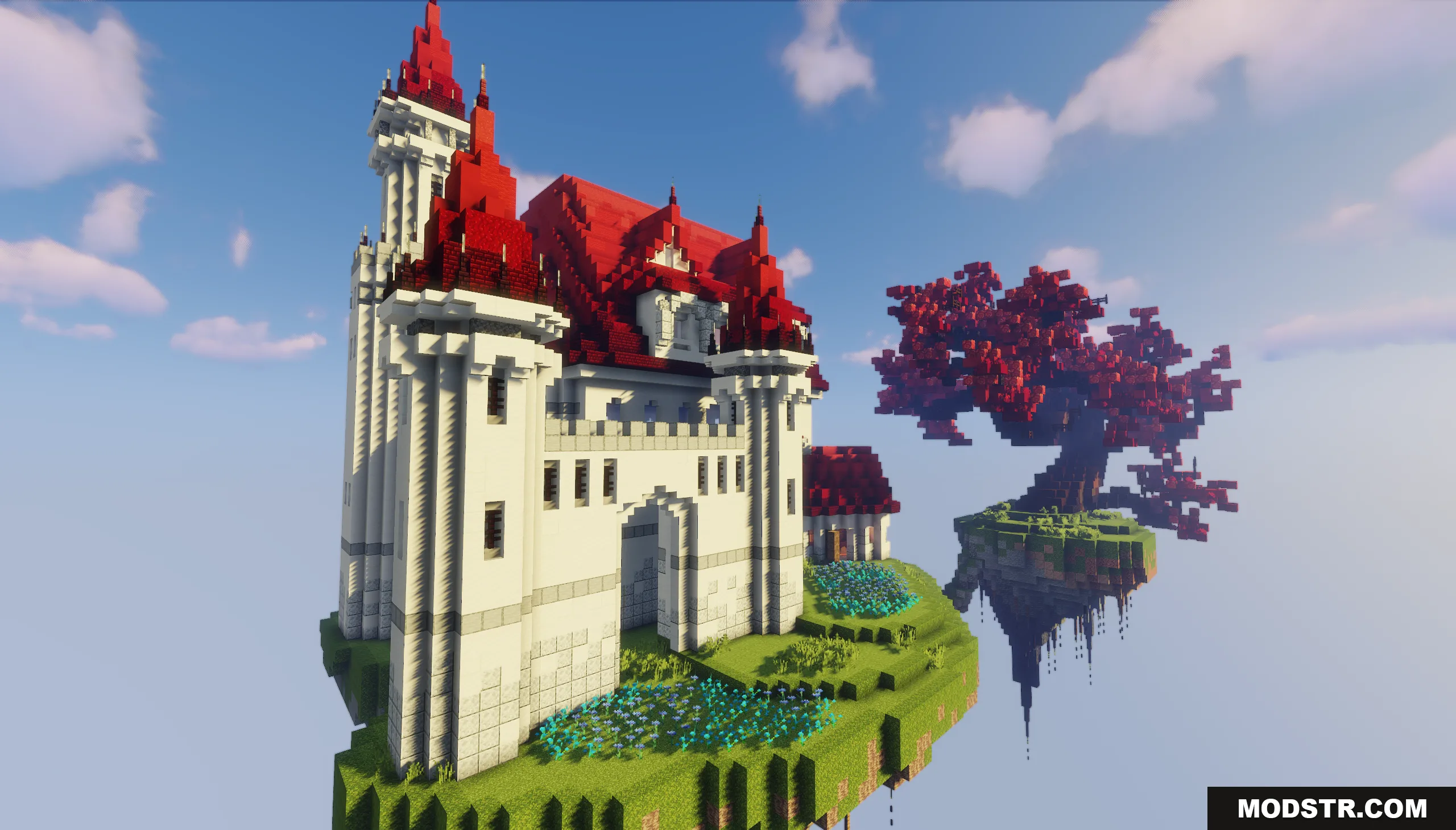 Sky Island Map Screenshot 7 A majestic white castle and a red tree on floating islands