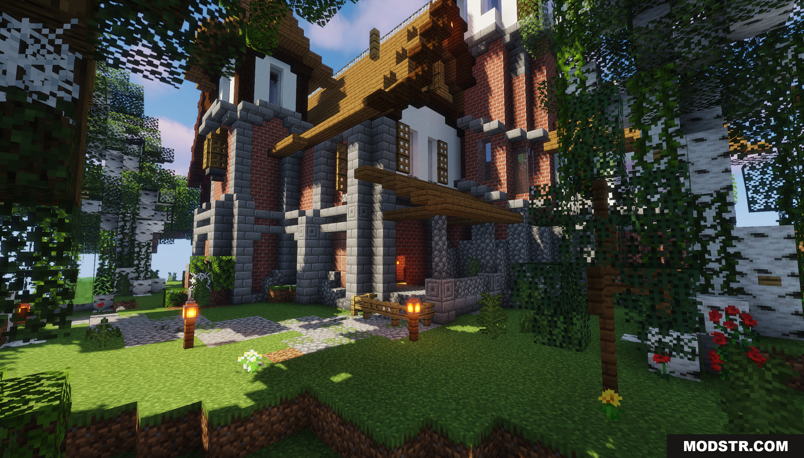 Sky Island Survival Map Screenshot 6 Detailed view of the premade abandoned brick house with porch