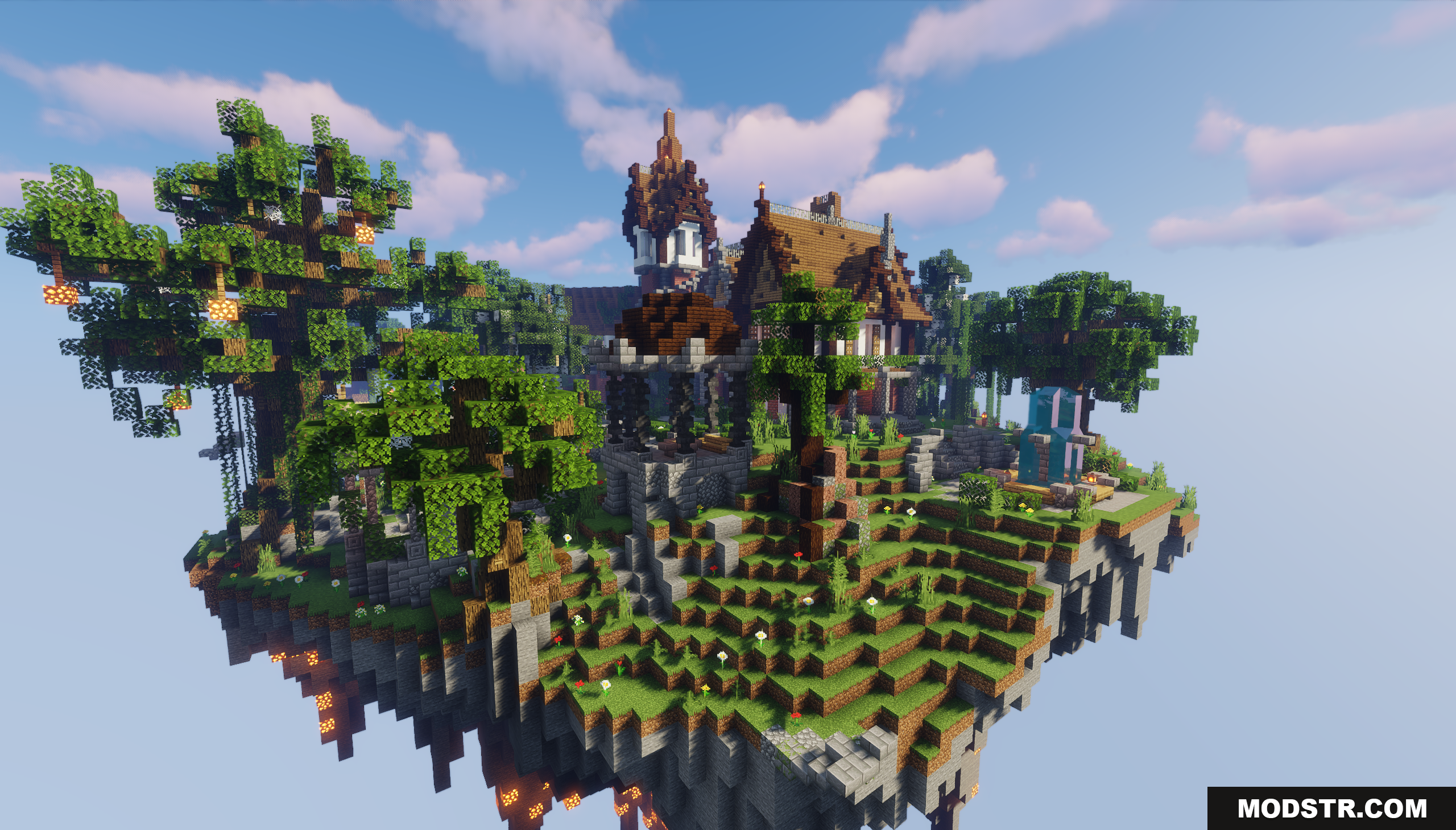 Sky Island Survival Map Screenshot 10 Side view of the floating island showing terrain and a gazebo