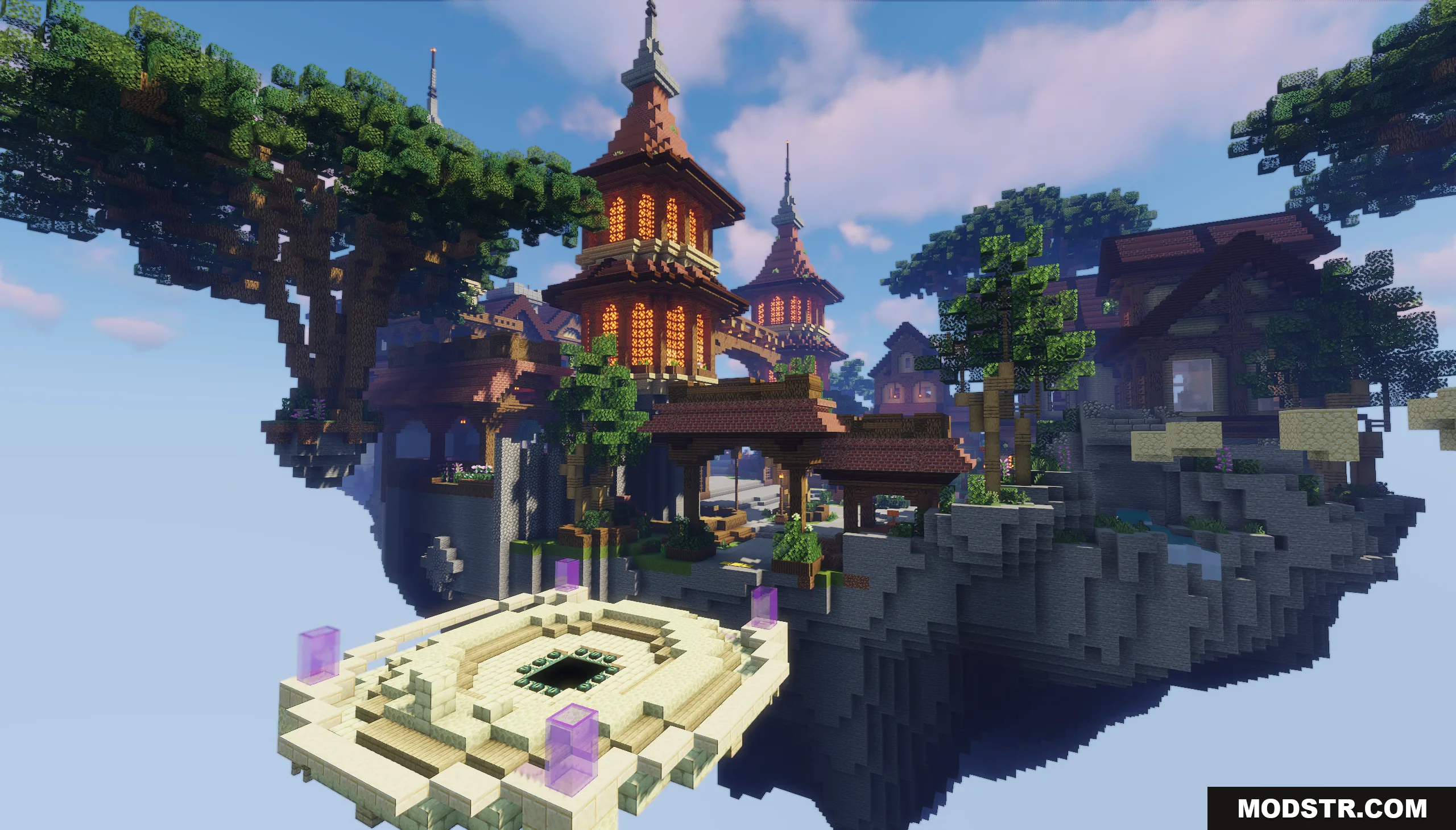 Sky Medieval Map Screenshot 10 Floating sky island featuring a medieval town and a white stone spawn platform
