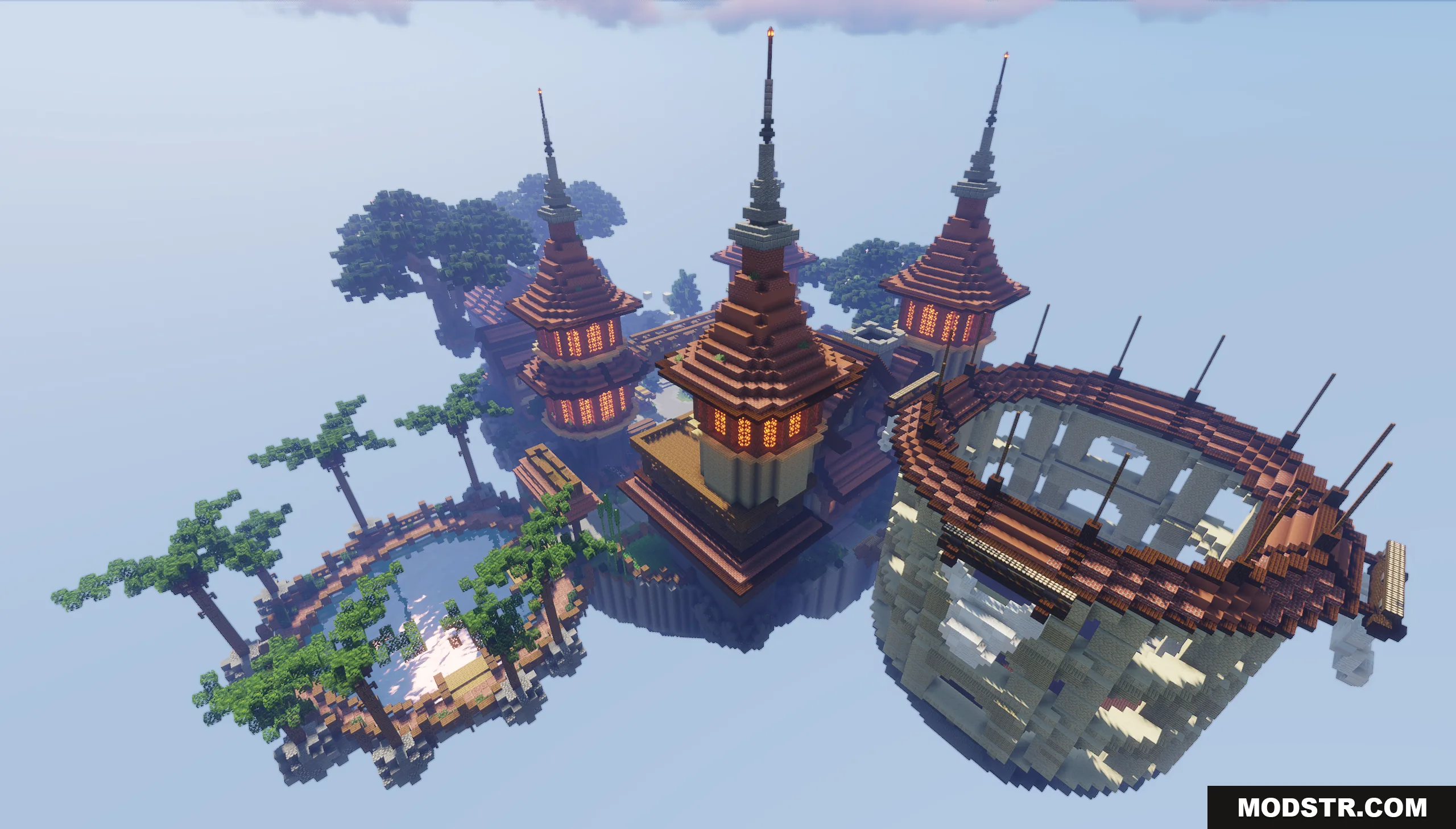 Sky Medieval Map Screenshot 5 A large floating island complex with multiple towers and a circular structure
