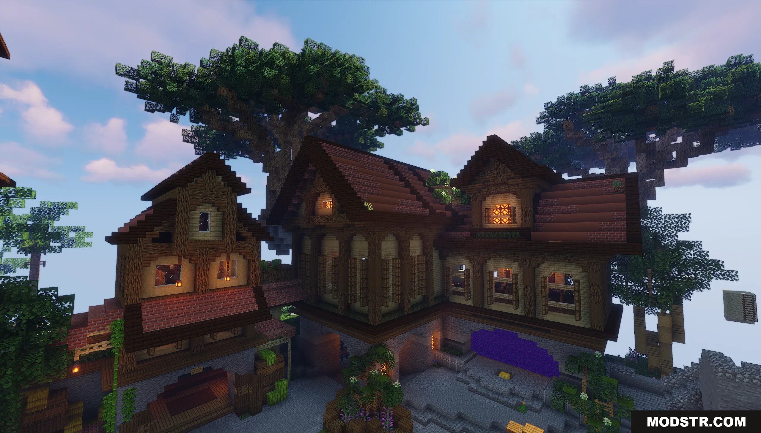Sky Medieval Map Screenshot 3 Large medieval wooden house built on a floating sky island with custom trees