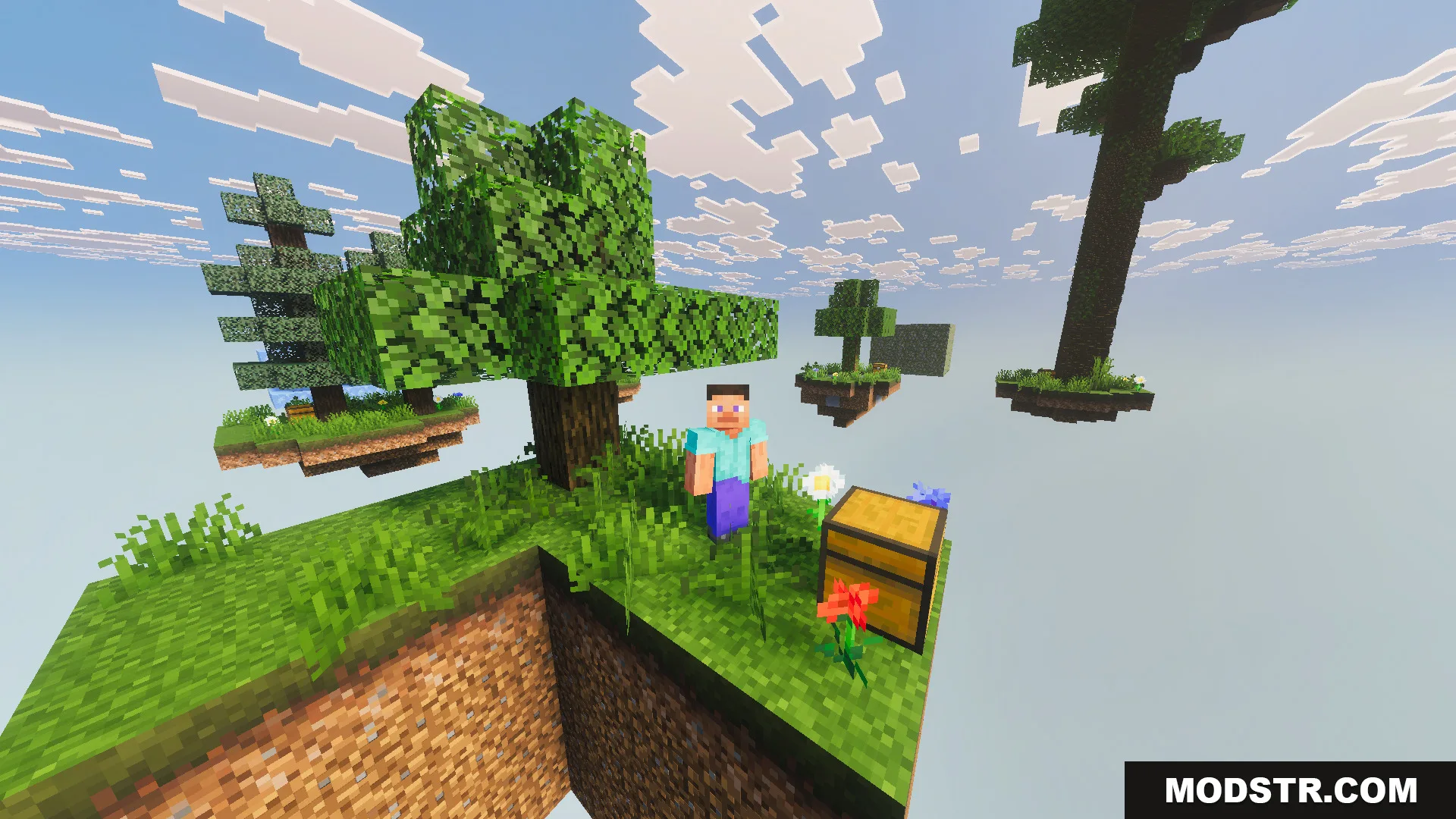Skyblock Survival Void Island Challenge Map Screenshot 10 Player character on the starter island of Skyblock Survival Void Island Challenge Map