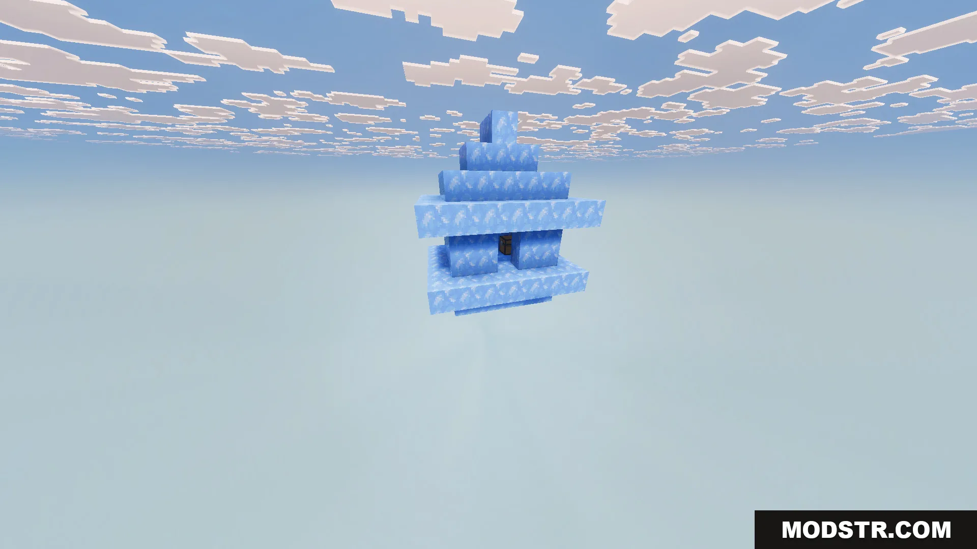 Skyblock Survival Void Island Challenge Map Screenshot 8 A small floating structure made of ice blocks in the empty sky