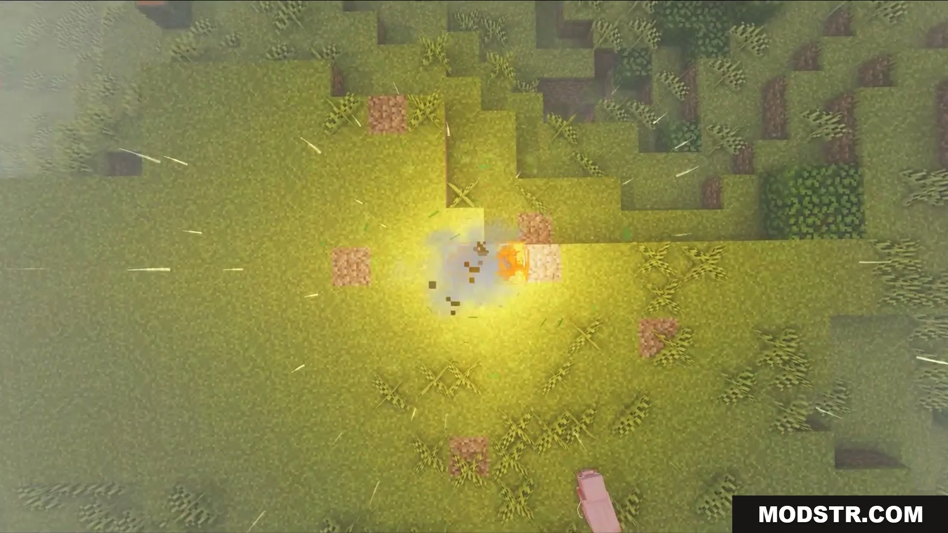 Skybolt Resonance Mod Screenshot 3 A lightning bolt strikes the ground creating a bright glow and fire