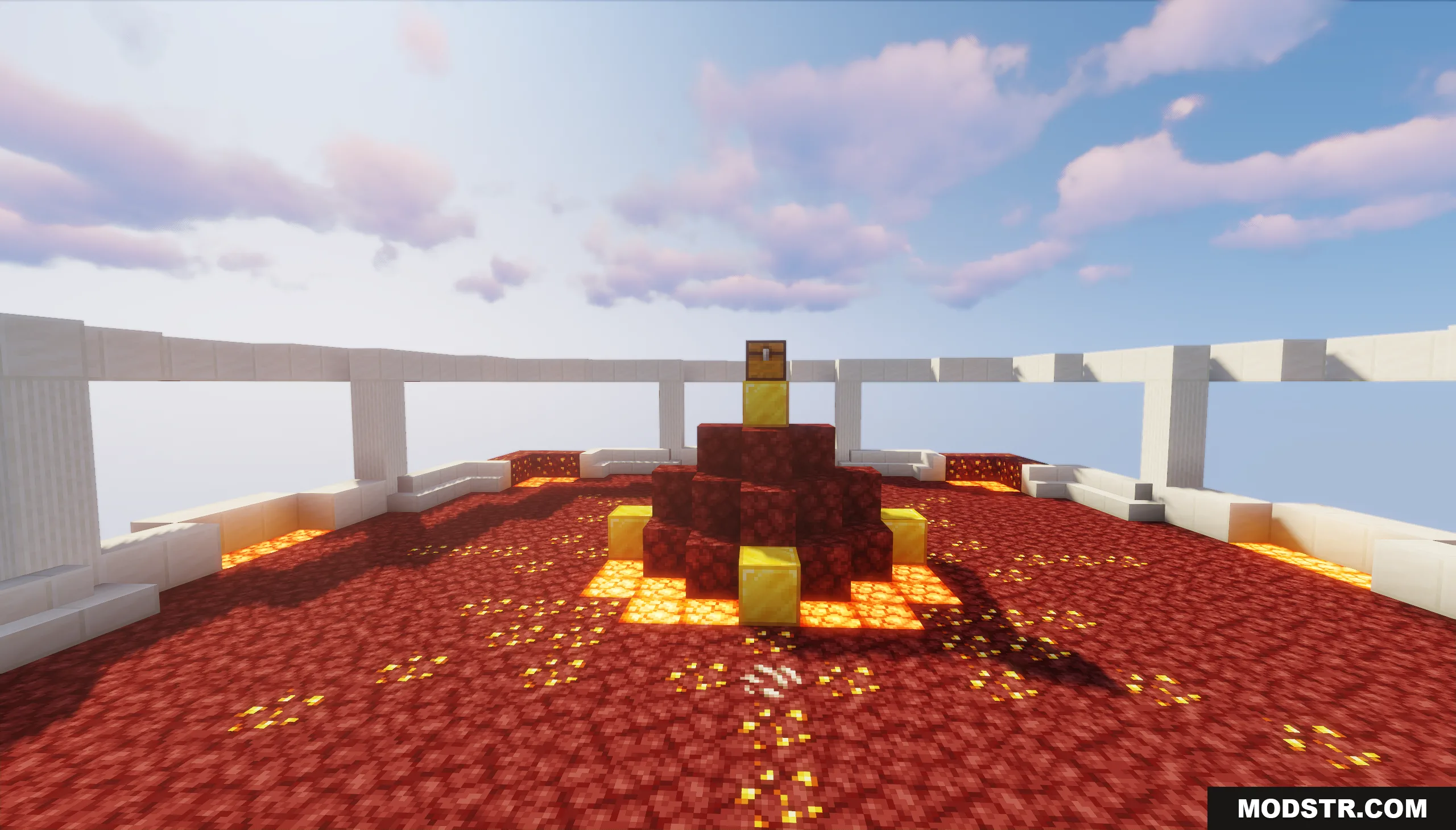 SkyLand Origins Map Screenshot 9 A netherrack platform with a chest in the Skyland Origins Map