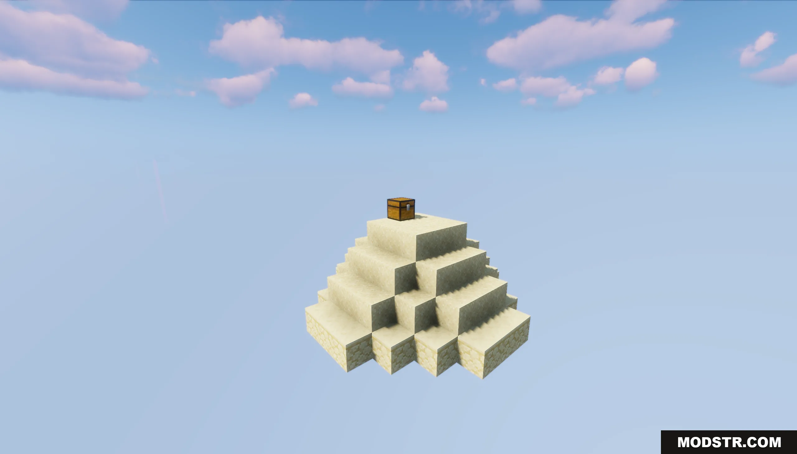 SkyLand Origins Map Screenshot 4 A small sand island shaped like a pyramid with a chest on top