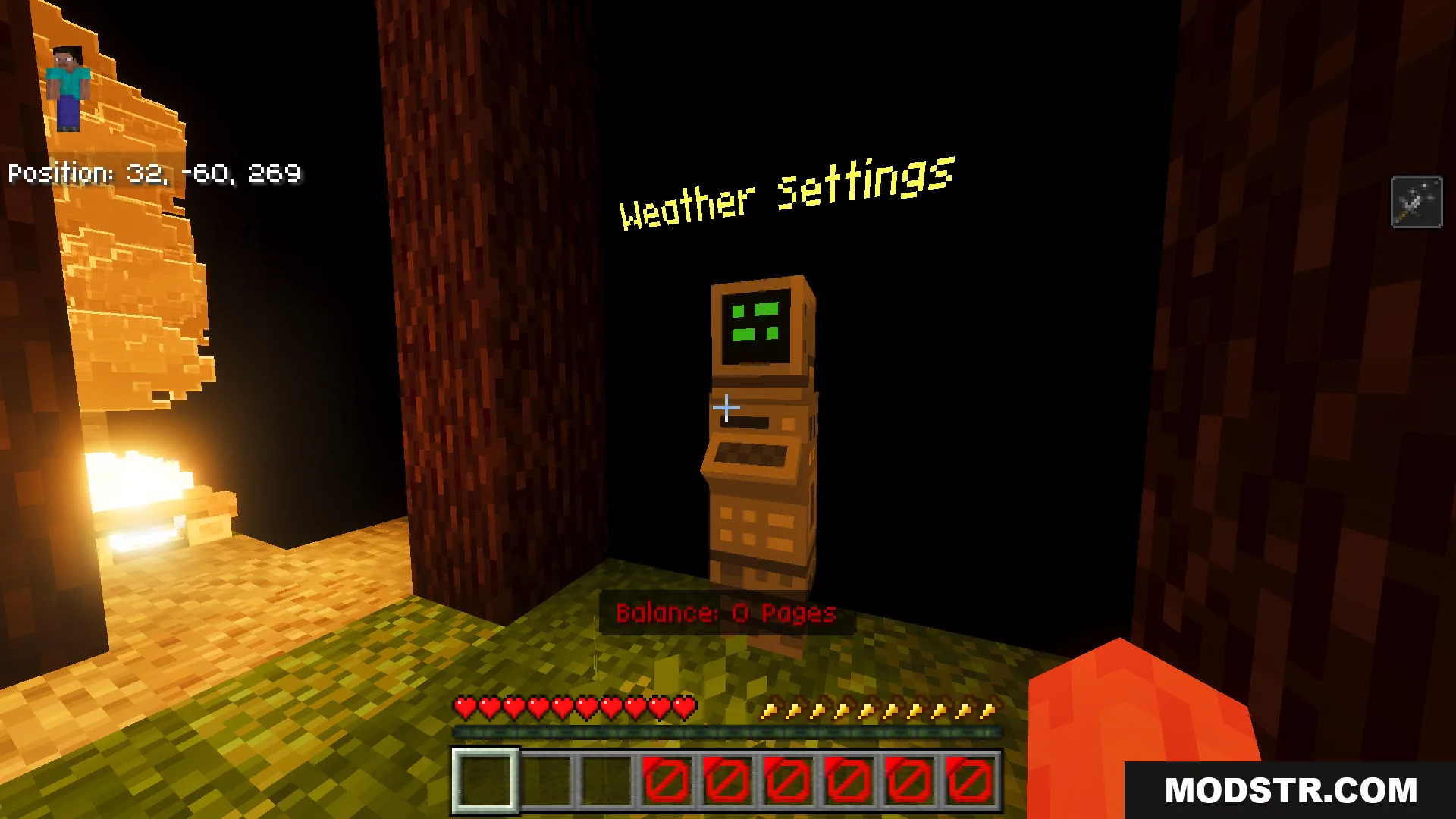 Slenderman Online Map Screenshot 1 Weather settings terminal and page balance display in the Slenderman Online Map