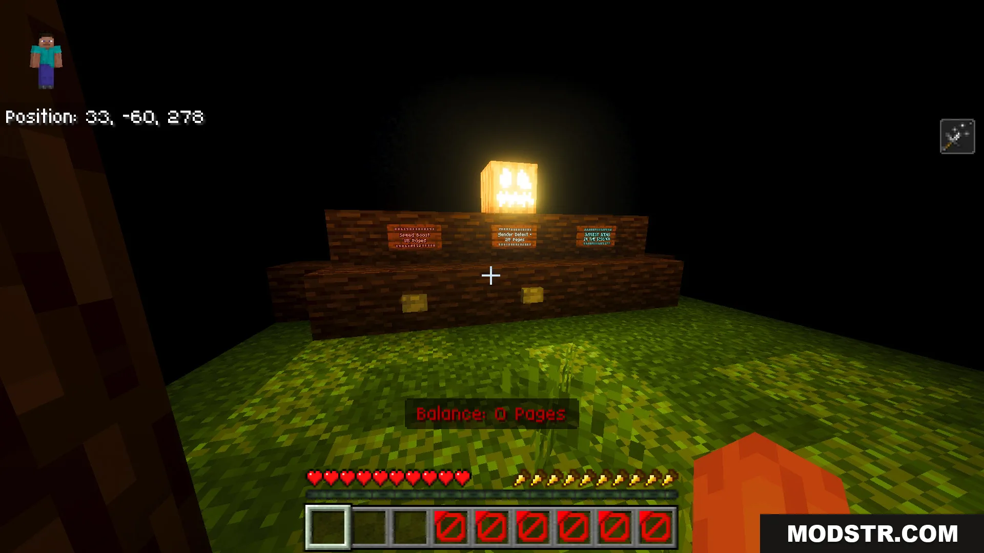 Slenderman Online Map Screenshot 3 Slenderman Online Map lobby with signs and a glowing pumpkin