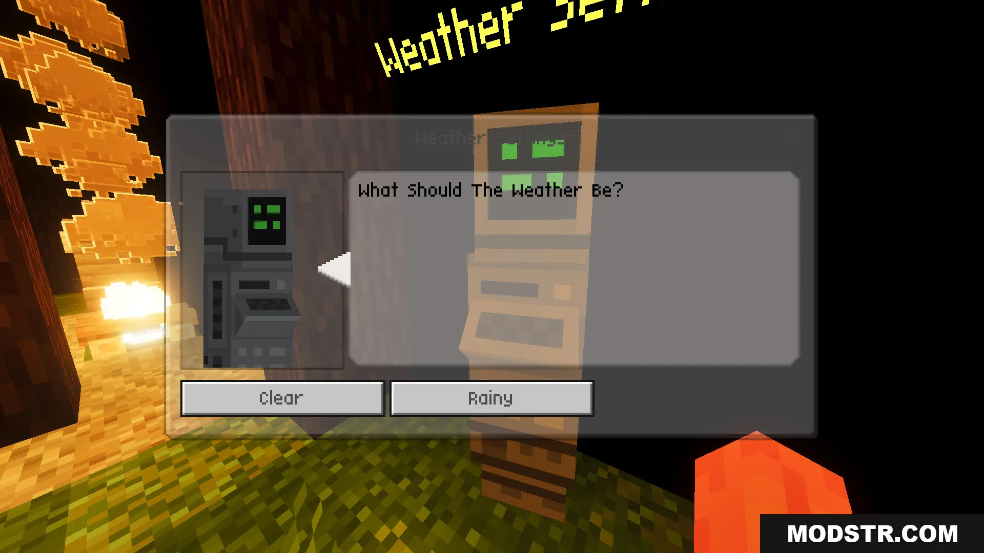 Slenderman Online Map Screenshot 2 Menu screen with options to change the weather to clear or rainy