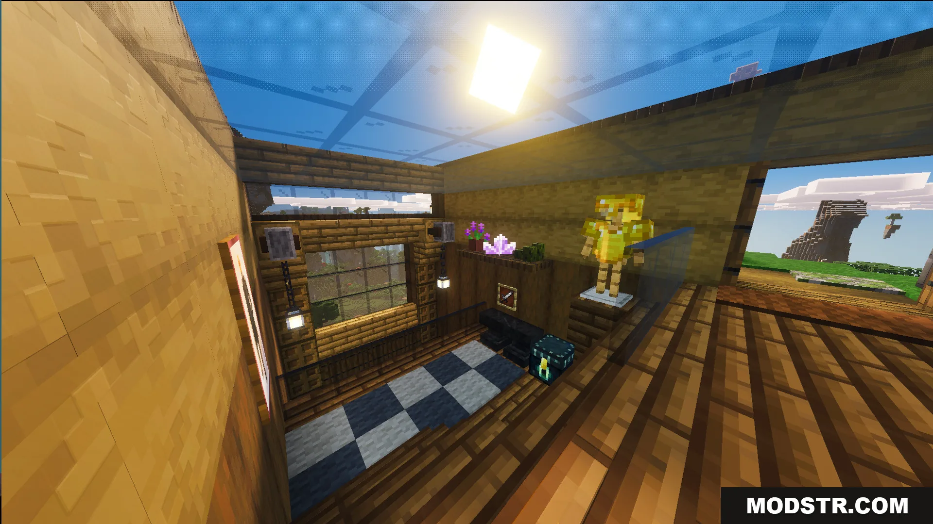 Small Cliff House Map Screenshot 5 Cozy interior room of the Small Cliff House Map with glass roof
