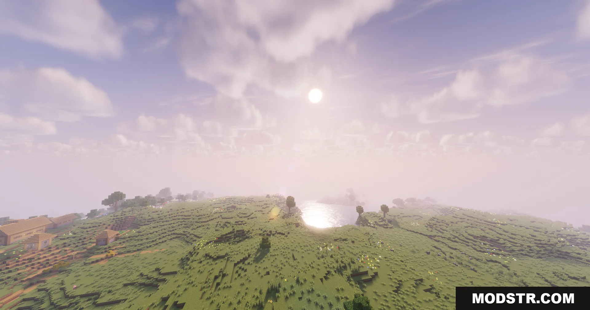 Solar Shaders creates a bright daytime landscape with realistic clouds and lighting