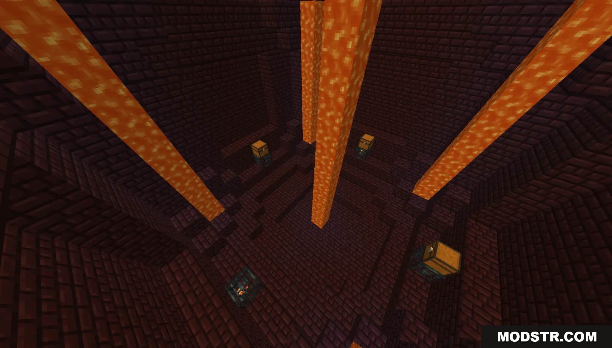 Solar Survival Reborn Map Screenshot 10 A Nether brick room with lava pillars and loot chests