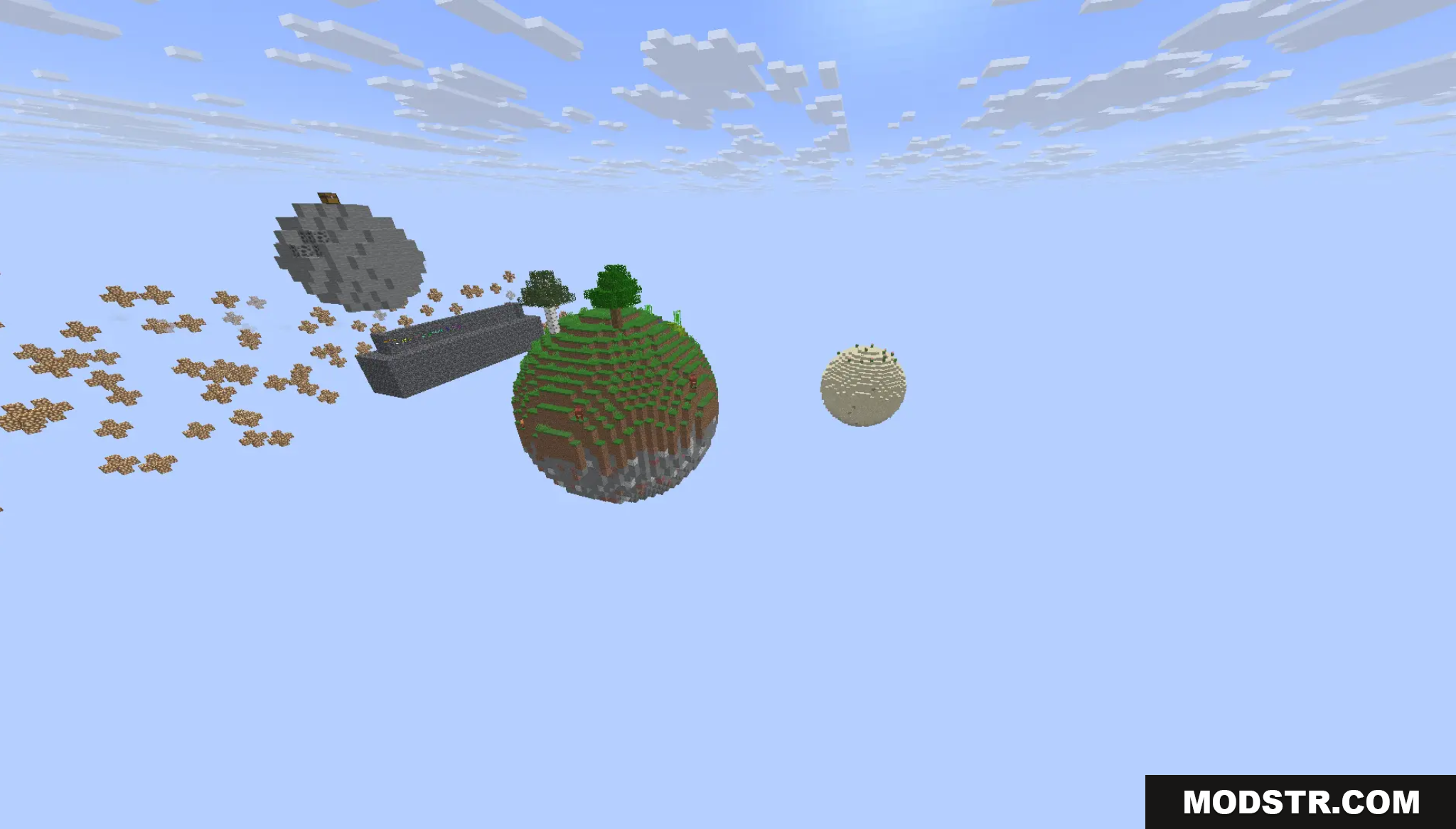 Solar Survival Reborn Map Screenshot 2 Floating spherical islands in a bright blue sky