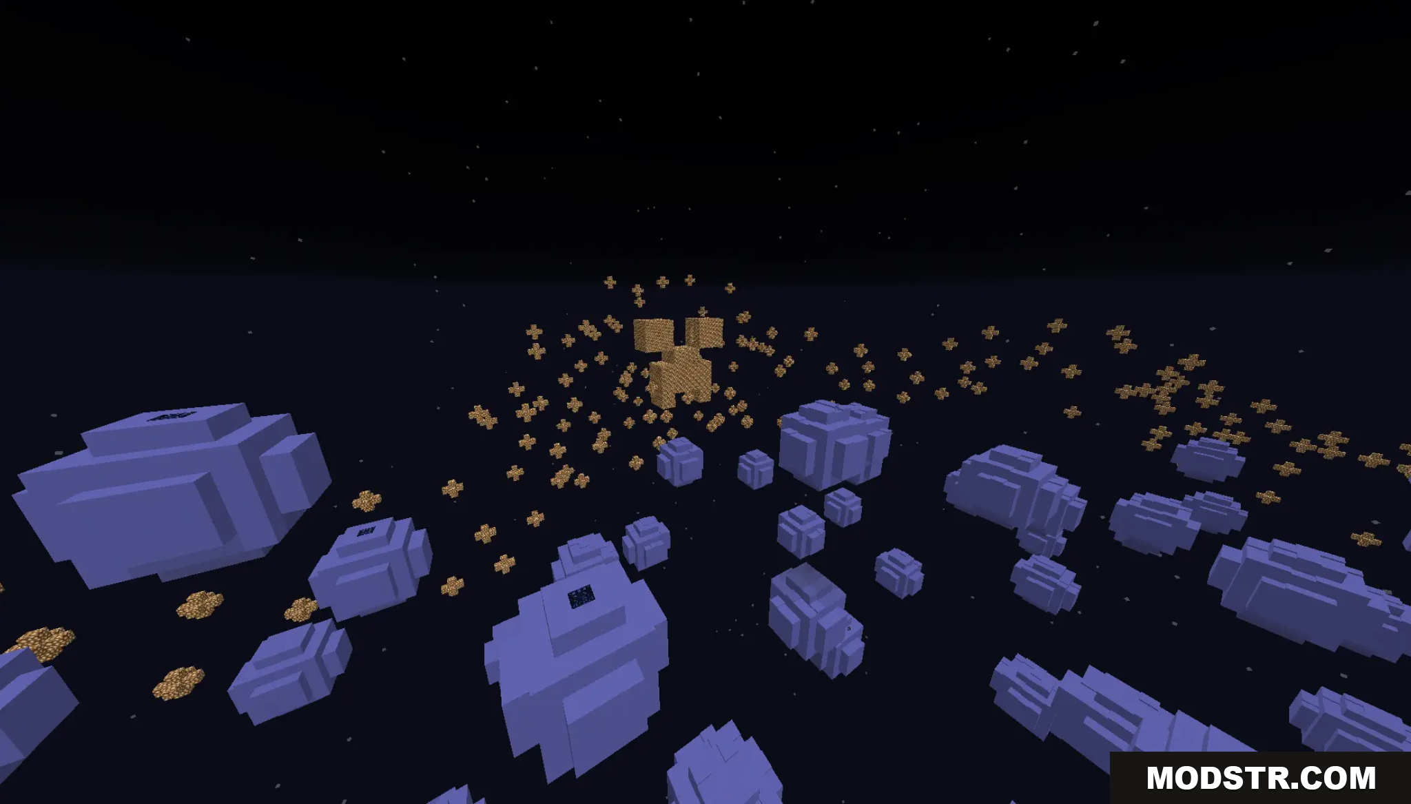 Solar Survival Reborn Map Screenshot 6 Floating purple asteroids in a dark star-filled void