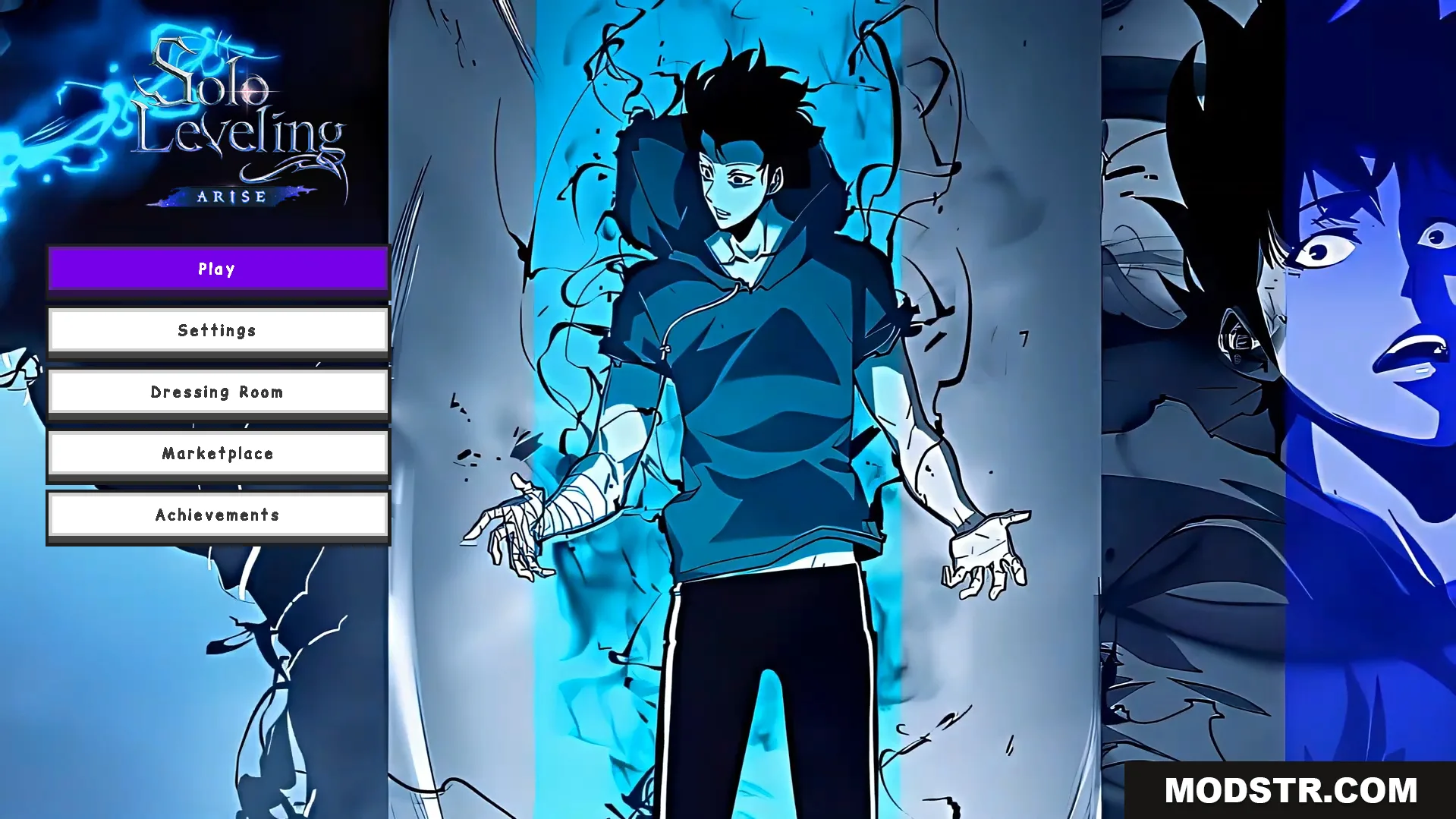 Solo Levelling Animated UI Texture Pack start screen with anime wallpaper