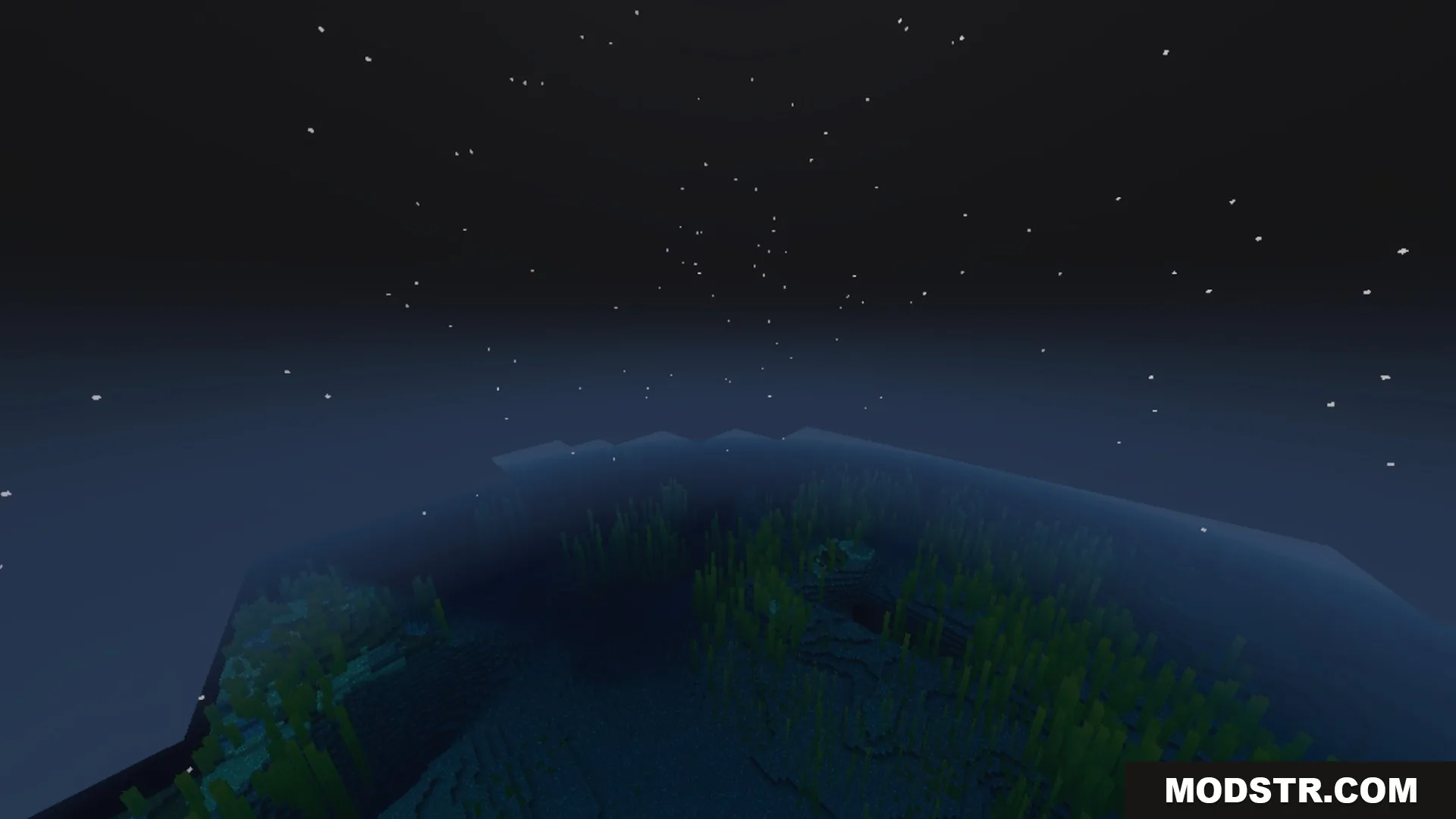 Spectral Horizons Shader Screenshot 3 Underwater view of a dark ocean at night with stars visible above