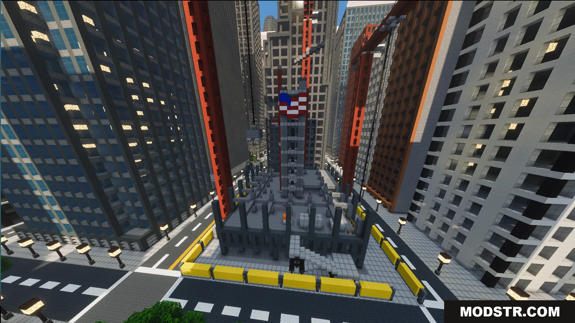 SpiderMan City Map Screenshot 2 Walk through detailed city streets below featuring tall cranes and a construction site