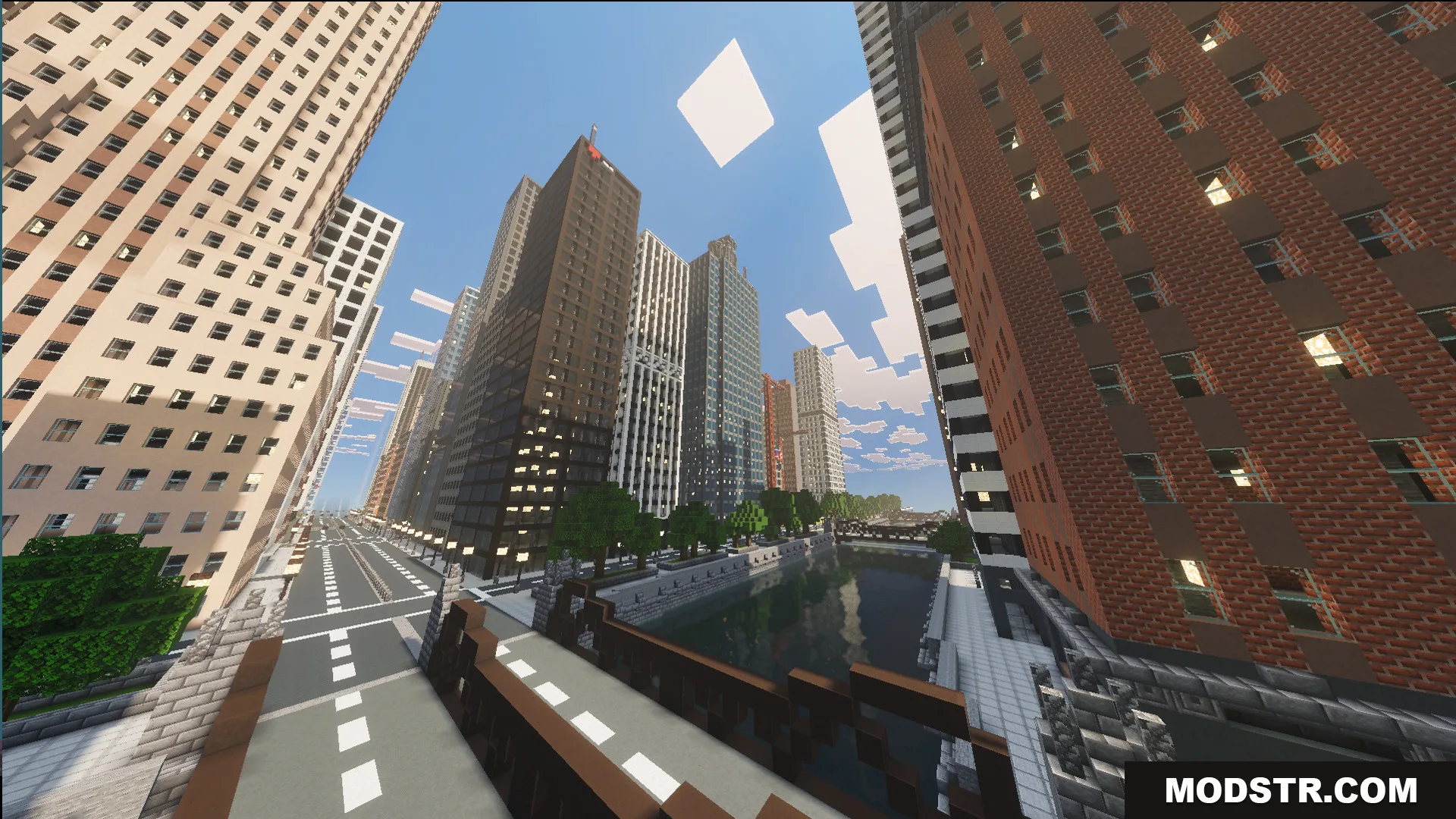 SpiderMan City Map Screenshot 4 Detailed city streets and a river canal surrounded by tall urban skyscrapers