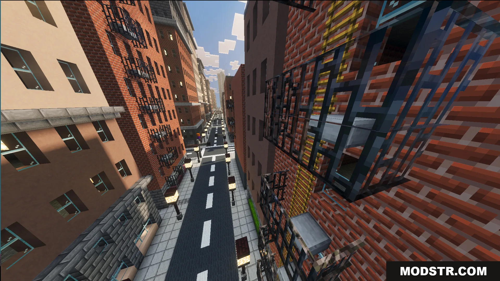 SpiderMan City Map Screenshot 10 Detailed city street with brick buildings and fire escapes in SpiderMan City Map