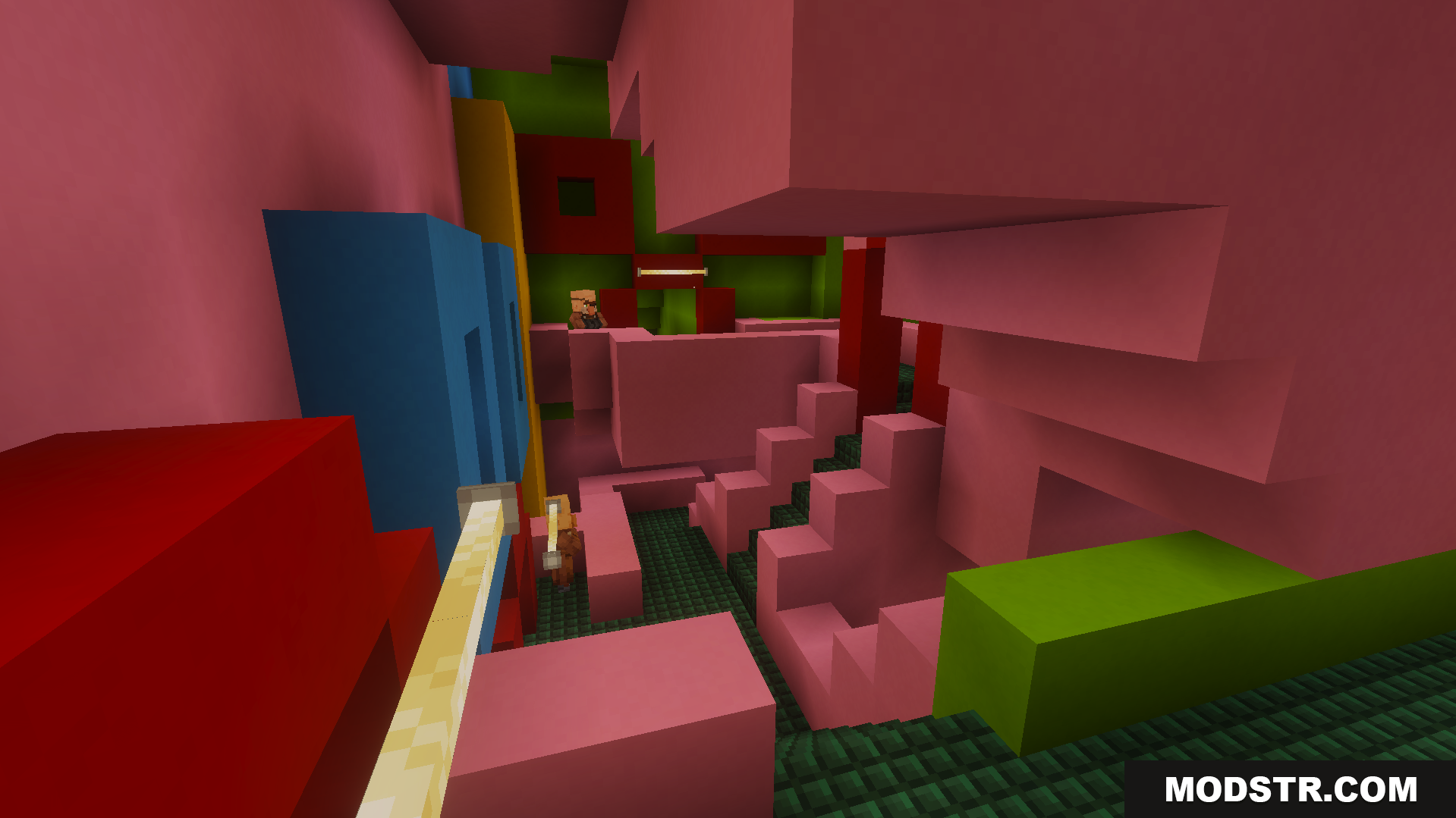Squid Game Map Screenshot 4 Colorful maze with pink stairs and blue blocks
