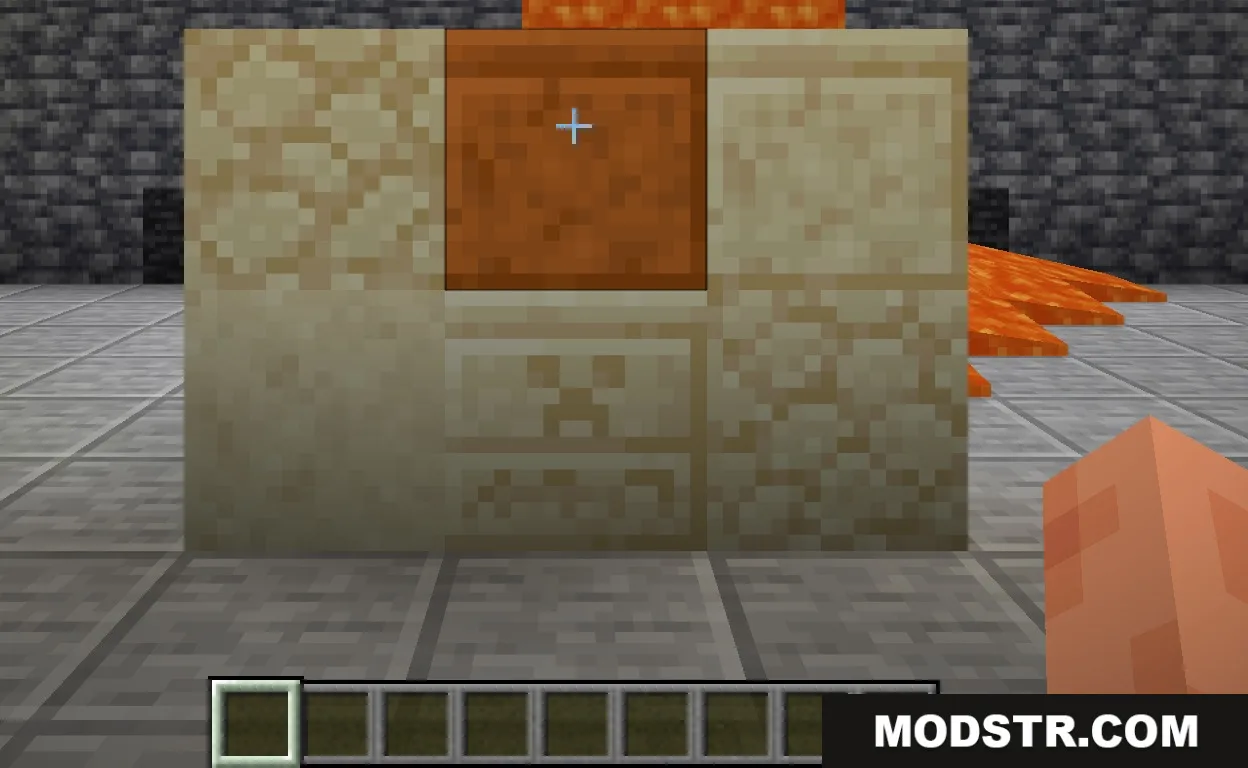 Stay True 9minecraft Resource Pack Screenshot 4 Showcase of Stay True sandstone blocks including a chiseled creeper face design