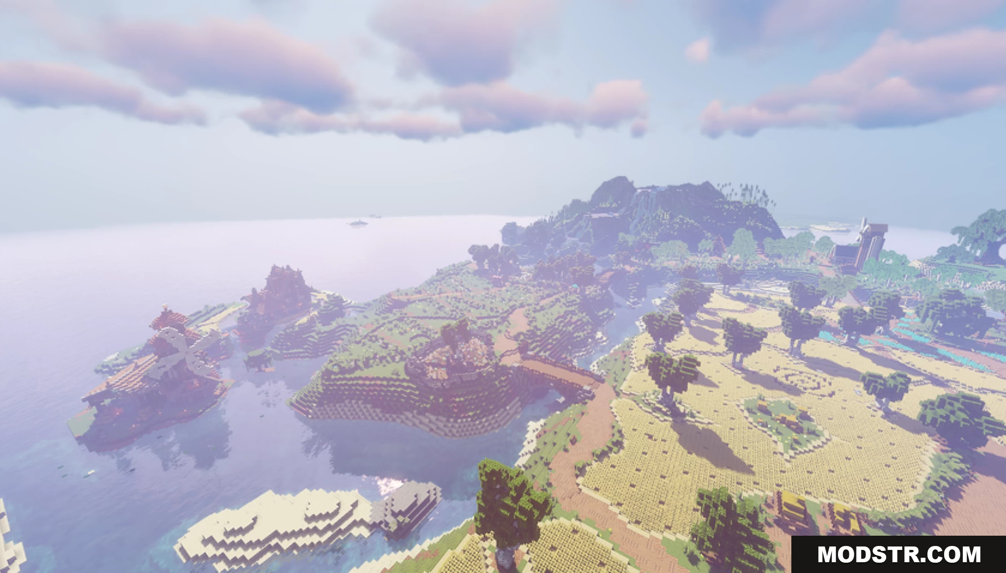 Stoneville Farmcraft City Map Screenshot 9 An aerial view of a scenic coastal island landscape