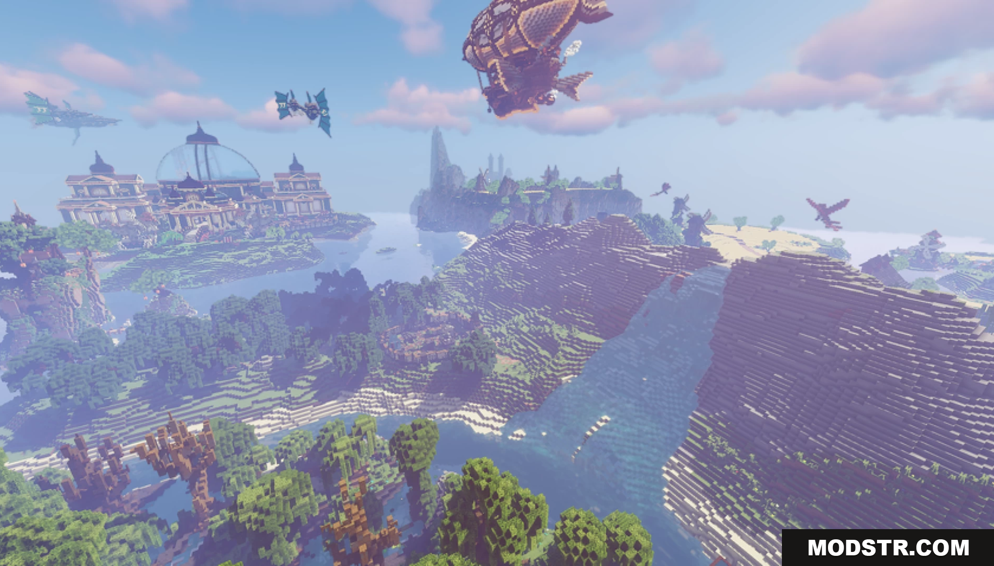 Stoneville Farmcraft City Map Screenshot 7 A vast fantasy city with airships flying overhead