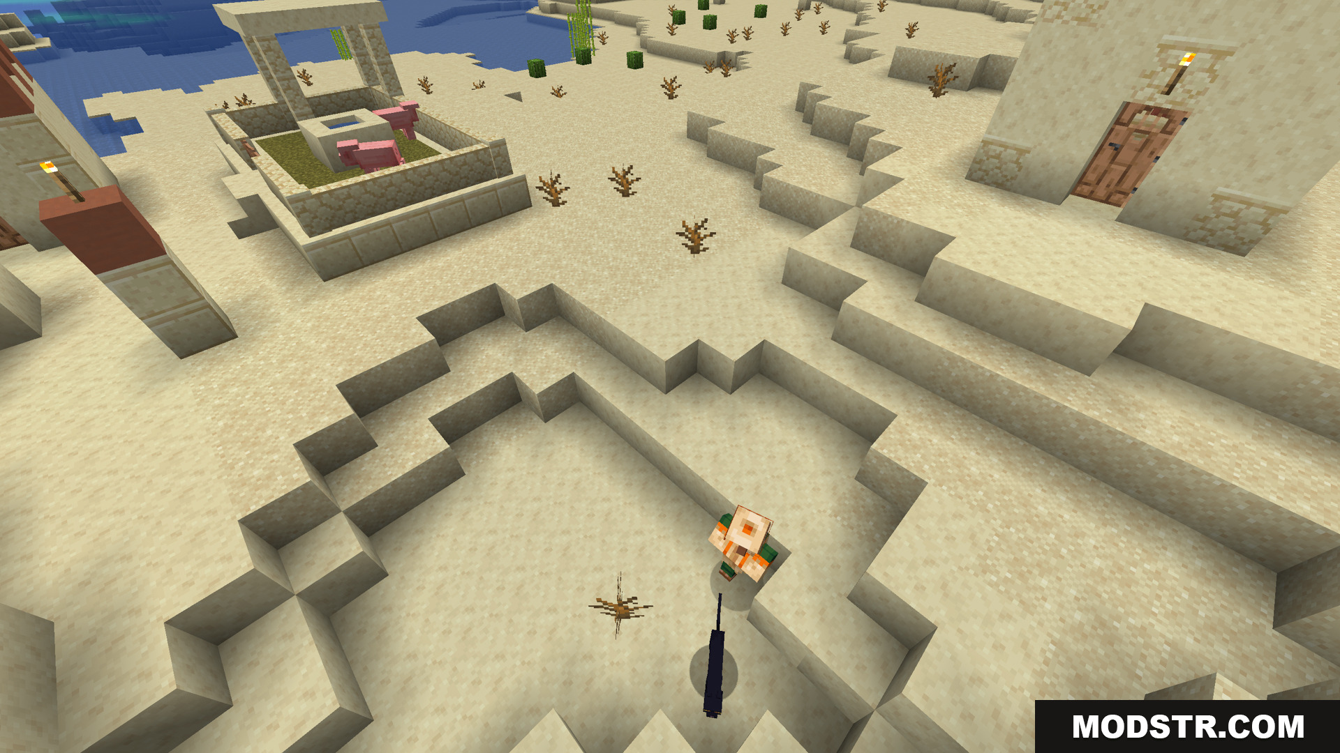 Stoprendering Mod Screenshot 12 Overhead view of a villager in a desert village