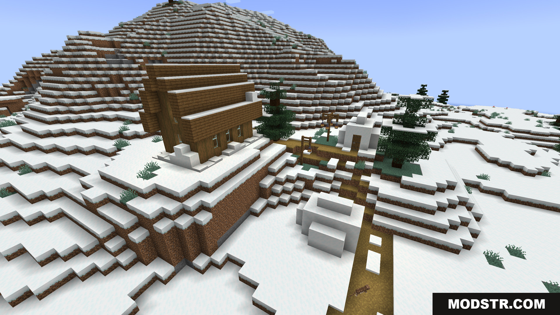 Stoprendering Mod Screenshot 7 A snowy village built on a large mountain slope
