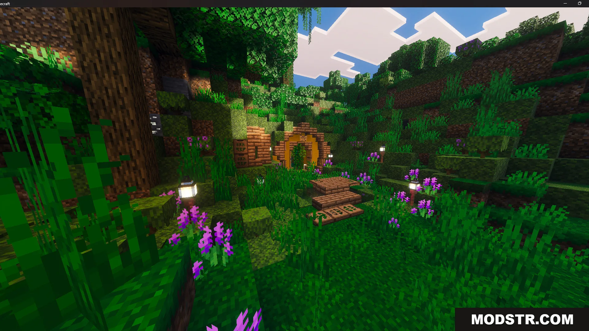 Survival Hobbit House 47 Map Screenshot 6 Outdoor space featuring a garden pond crossed by a small wooden bridge