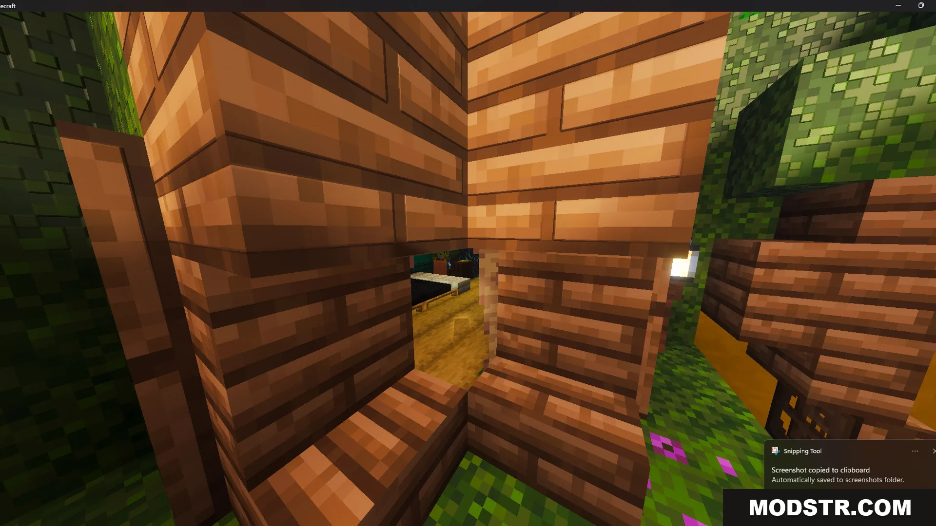 Survival Hobbit House 47 Map Screenshot 7 A wooden wall opening reveals a cozy bedroom inside the hobbit house