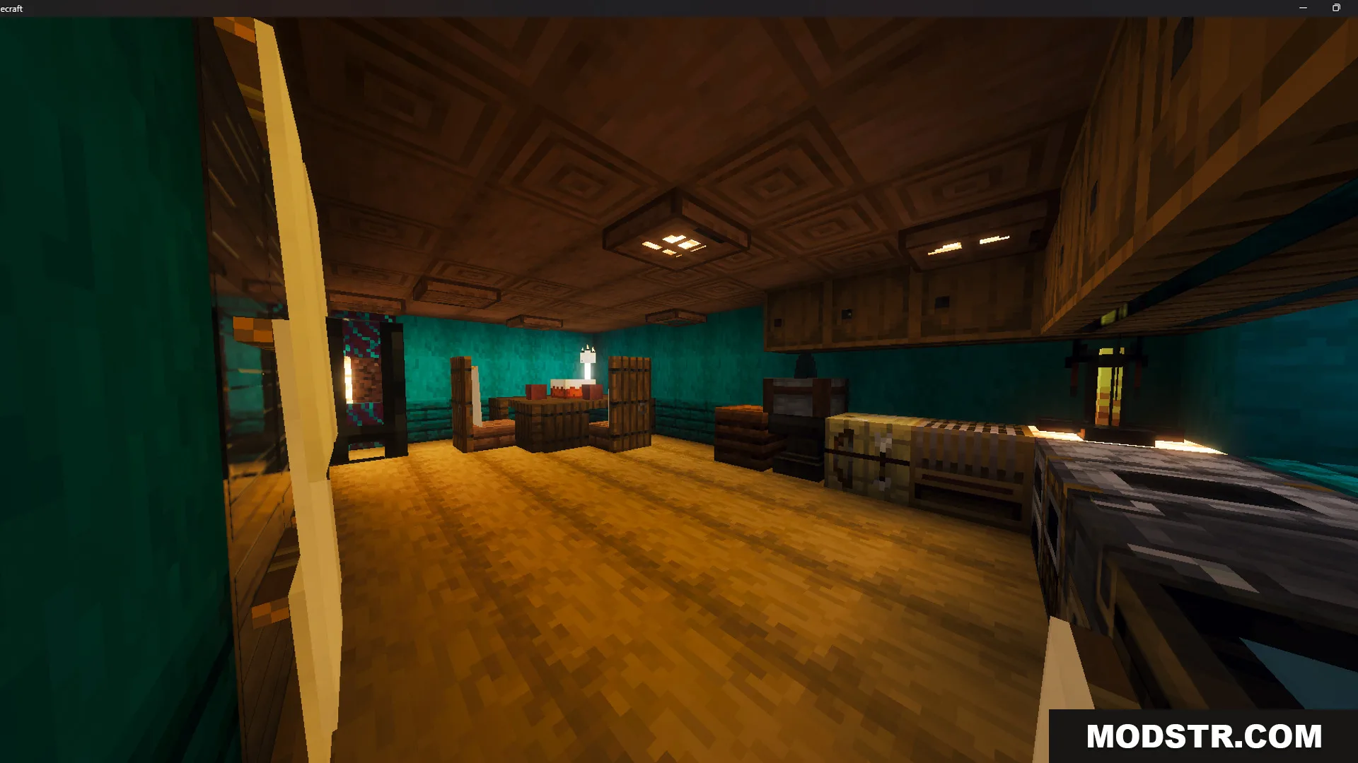 Survival Hobbit House 47 Map Screenshot 3 Cozy interior room with a dining table and a granite fireplace