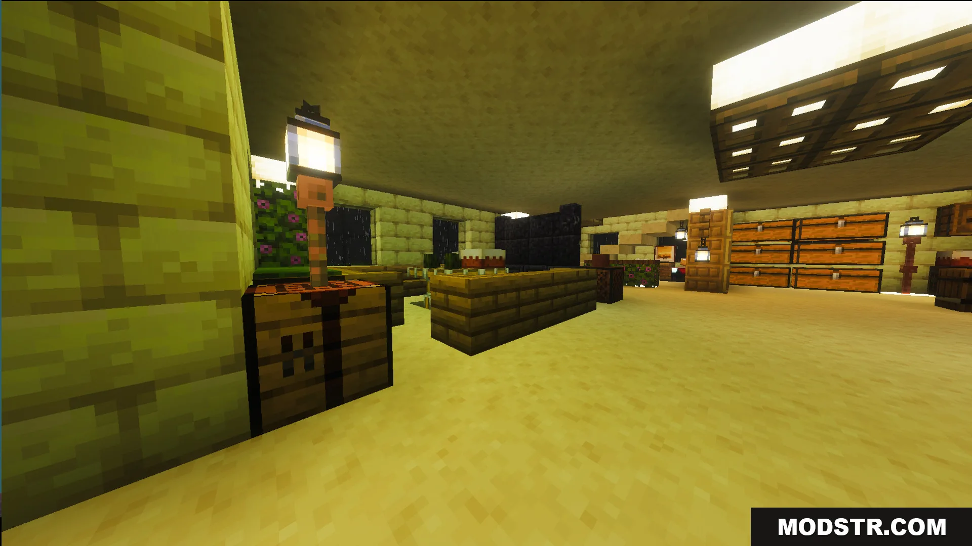 Survival Ilustrado House 7 Map Screenshot 6 Spacious interior room featuring storage chests crafting table and a cake on the counter