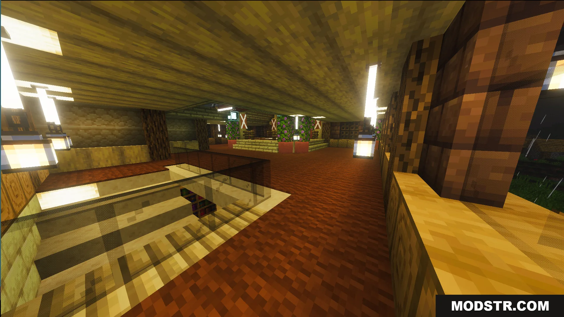 Survival Ilustrado House 7 Map Screenshot 4 Open interior space with glass railings and wooden walls in the survival home