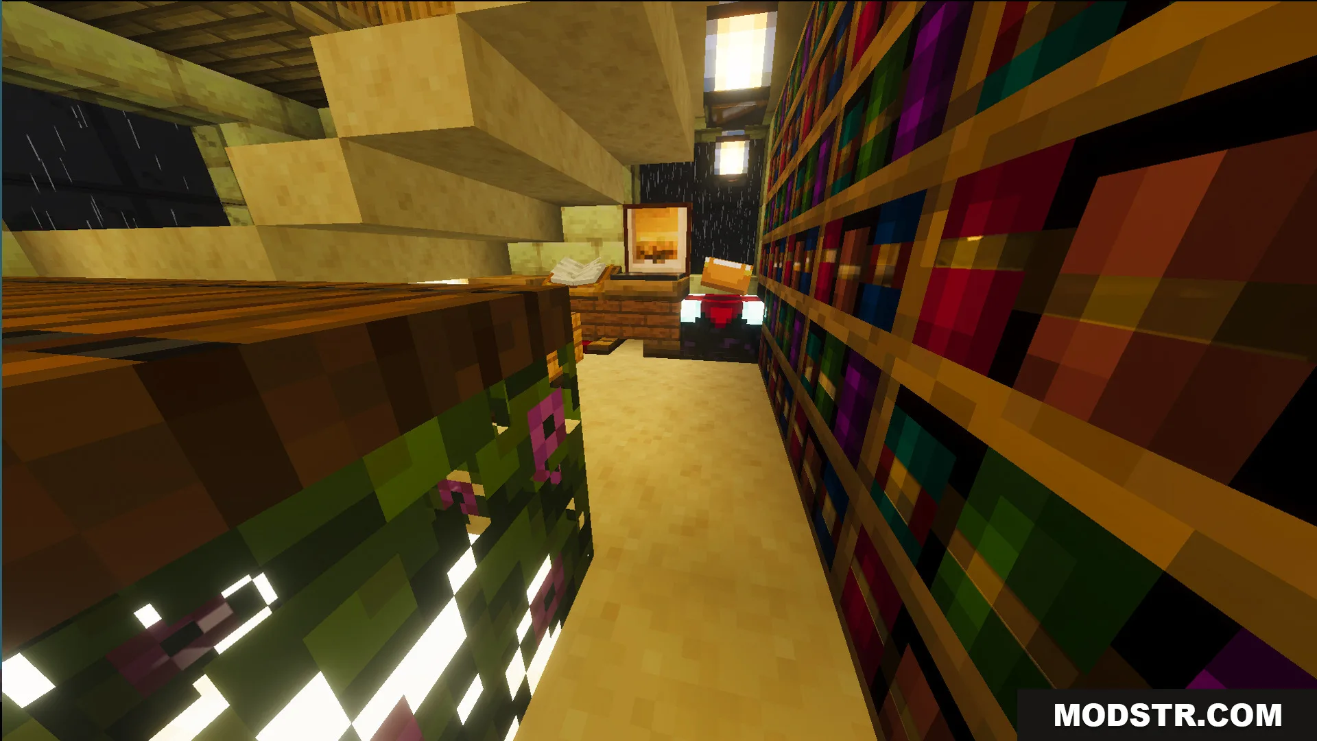 Survival Ilustrado House 7 Map Screenshot 5 Narrow hallway with bookshelves and an enchantment table in Survival Ilustrado House Seven Map
