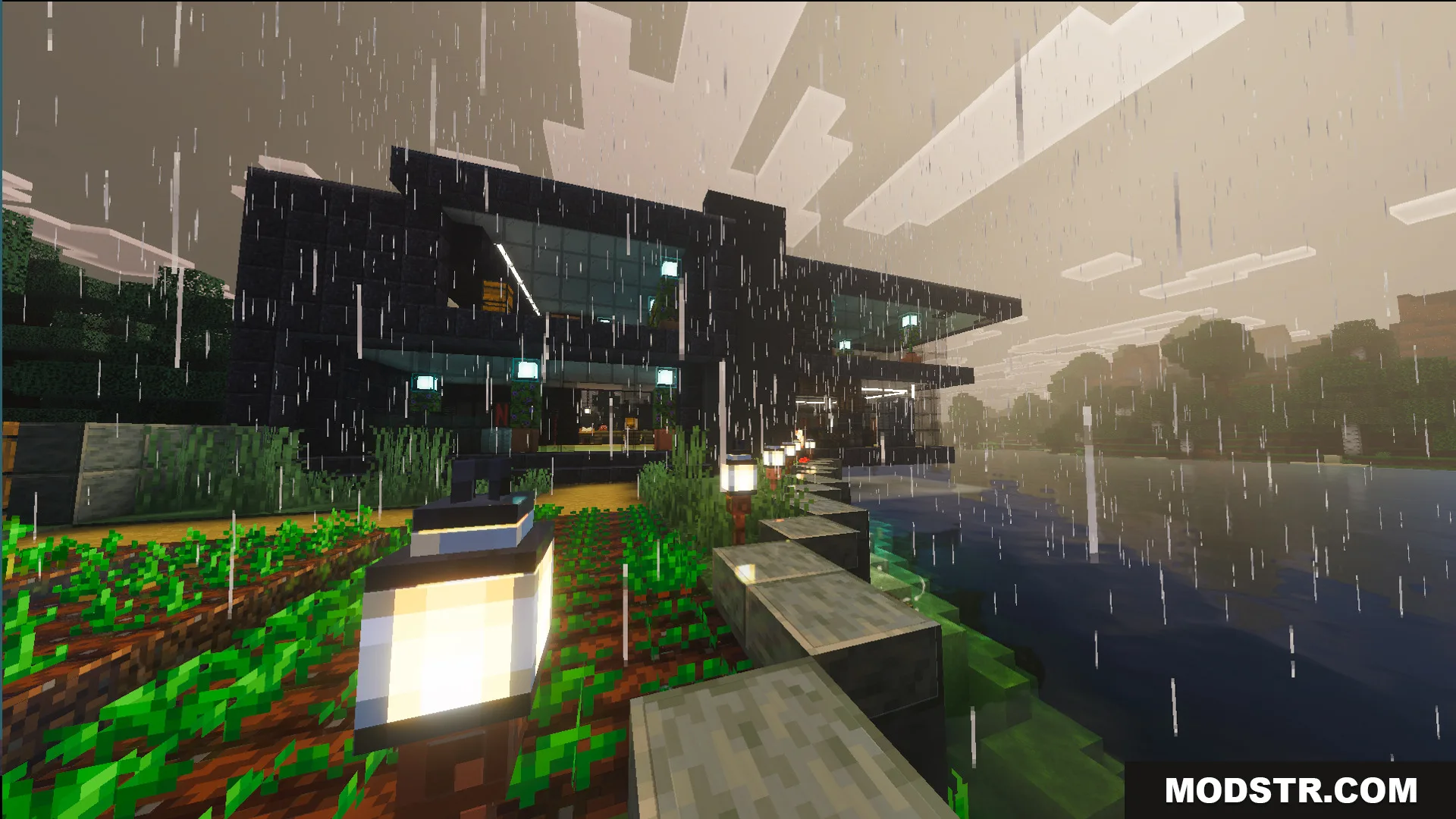 Survival Lakeside House Map exterior view of a modern two story building