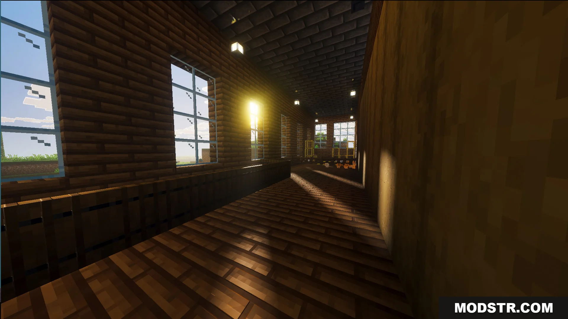 Survival Log Cabin House 86 Map Screenshot 9 Sunlight streams through windows inside the wooden Survival Log Cabin House map