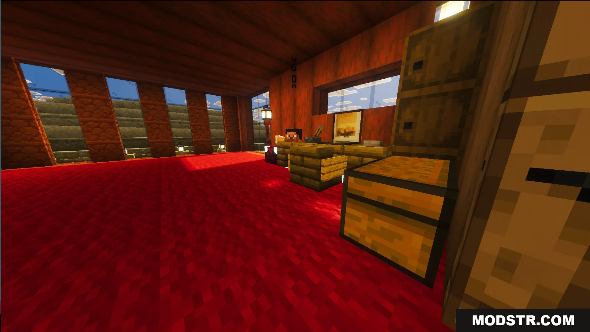 Survival Modern Flat House 39 Map Screenshot 7 Survival Modern Flat House 39 Map features a wooden desk and red carpet
